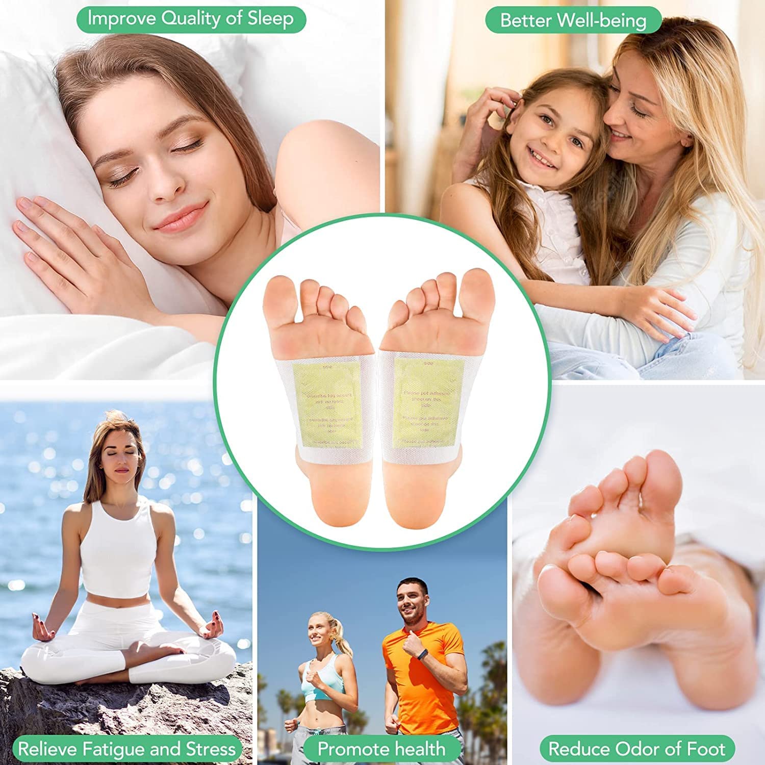 Natural Detox Foot Pads for Stress Relief & Better Sleep - FI FIDROXIMPERIA Cleansing Foot Patches to Remove Toxins, Pain-Free Body Detox Kit (10 Pads) - Perfect for Nighttime Use & Post-Workout Recovery