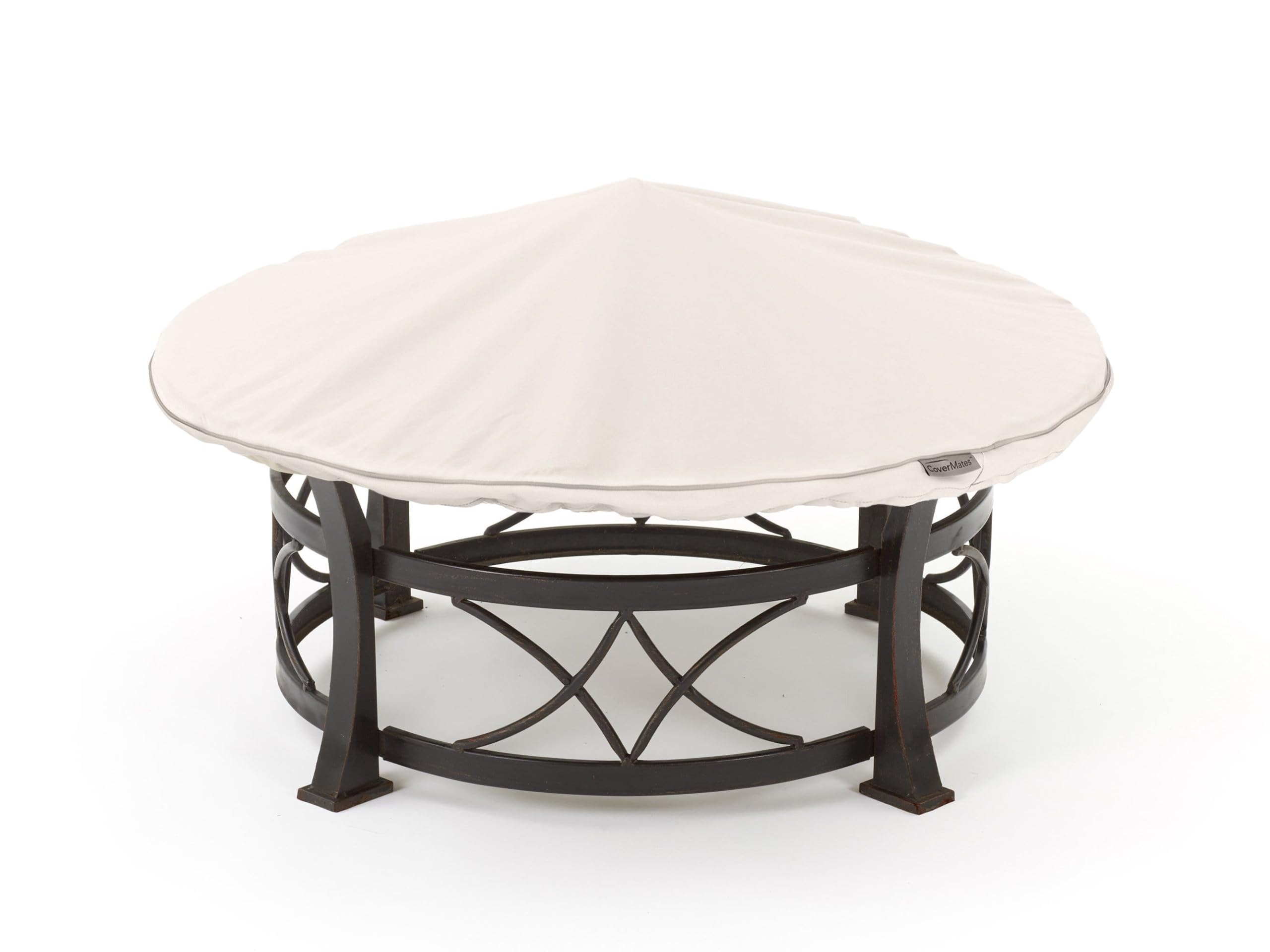 Premium Round Fire Pit Cover 54-60 Inch - Heavy Duty Weatherproof Polyester with Drawcord Hem - Outdoor Fireplace Protection for Patio, Backyard & Camping