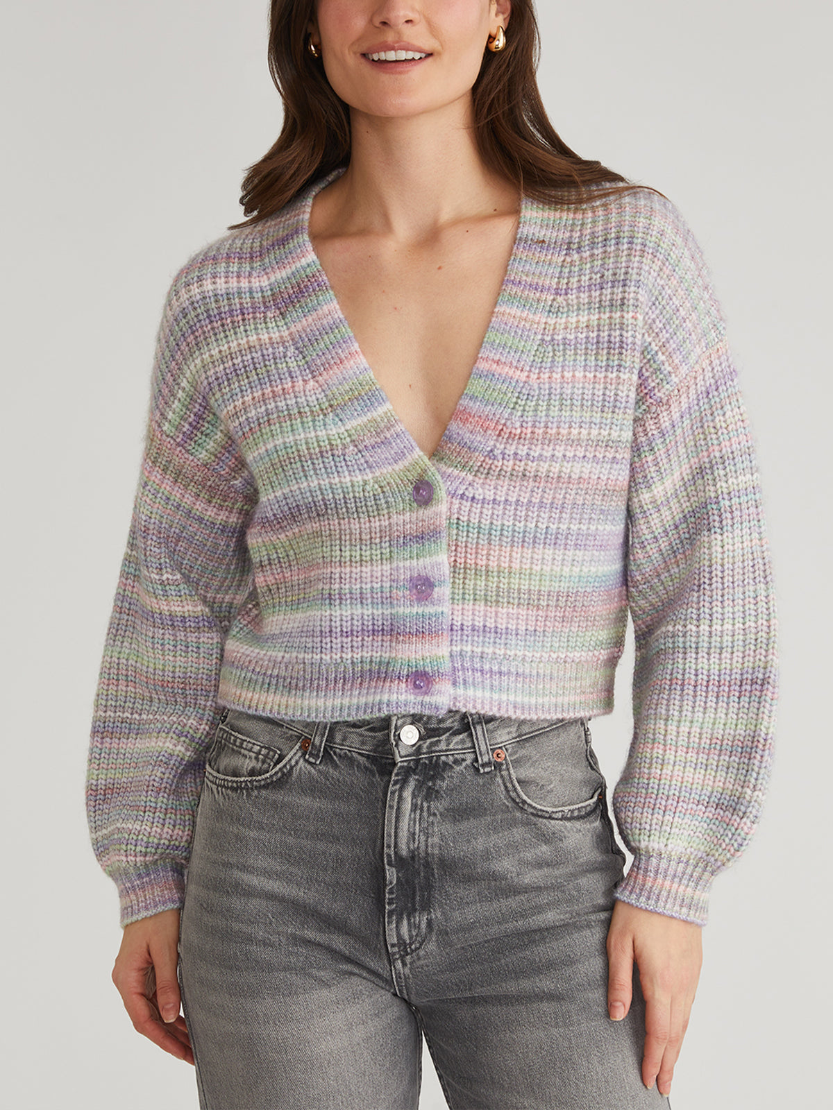 Libby Women's Spacedye Button Down Cardigan - Soft Long Sleeve Open Front Sweater for Casual Wear, Office & Layering