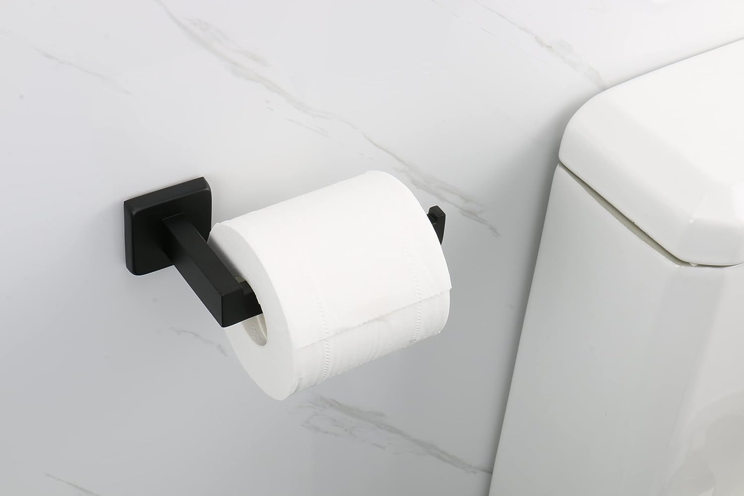 Stainless Steel Toilet Paper Roll Holder - 304 Grade Wall Mount Tissue Stand for Bathroom & Kitchen - Matte Black Home Accessory for Modern Decor