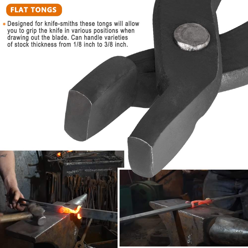 Professional Knife Making Tongs Set - 3 Pcs Bladesmith & Blacksmith Forge Tools with Vise Grip - Perfect for Metalworking, Knife Forging, and DIY Crafting Projects