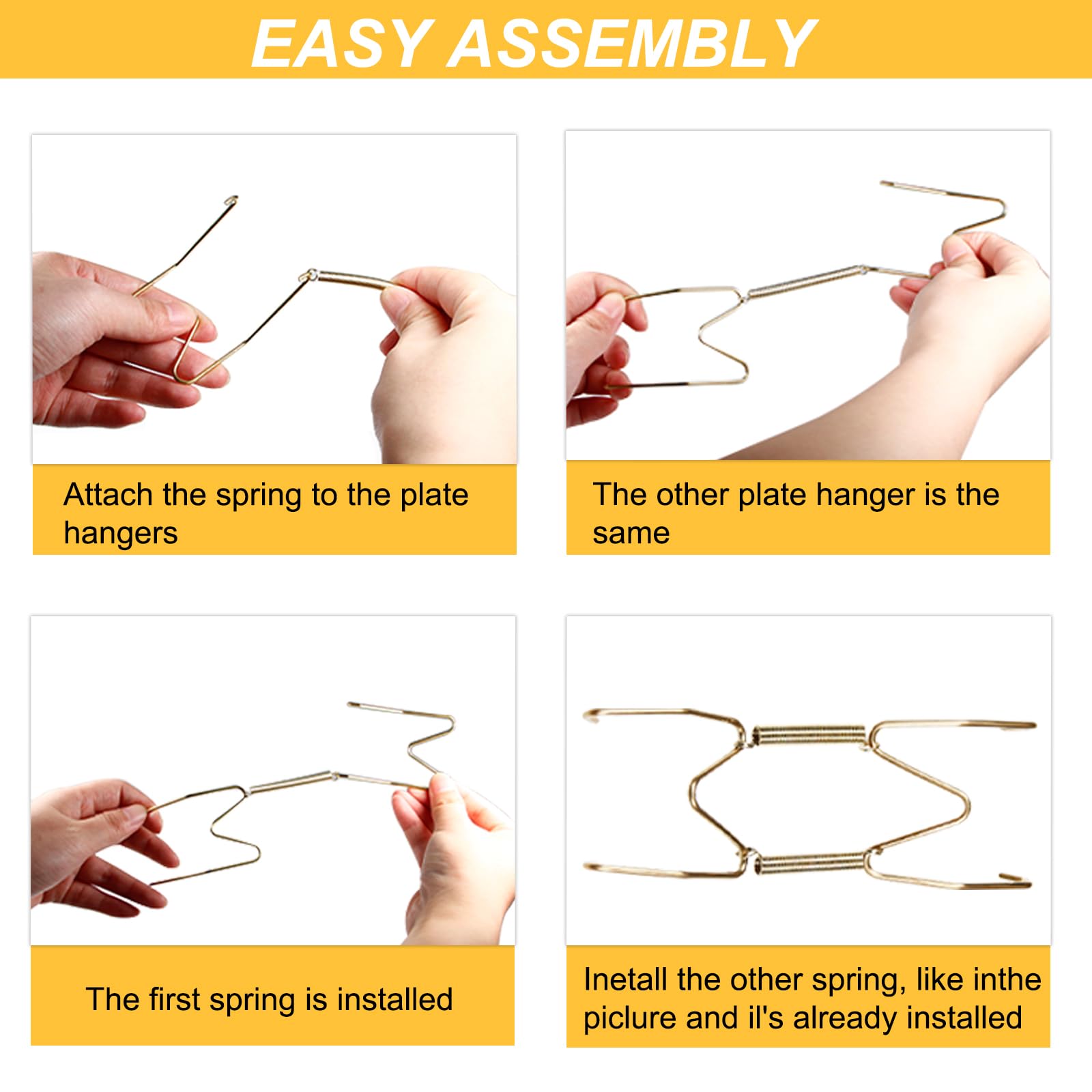 W-Shaped Invisible Plate Hangers for Walls - 3 Pack (4