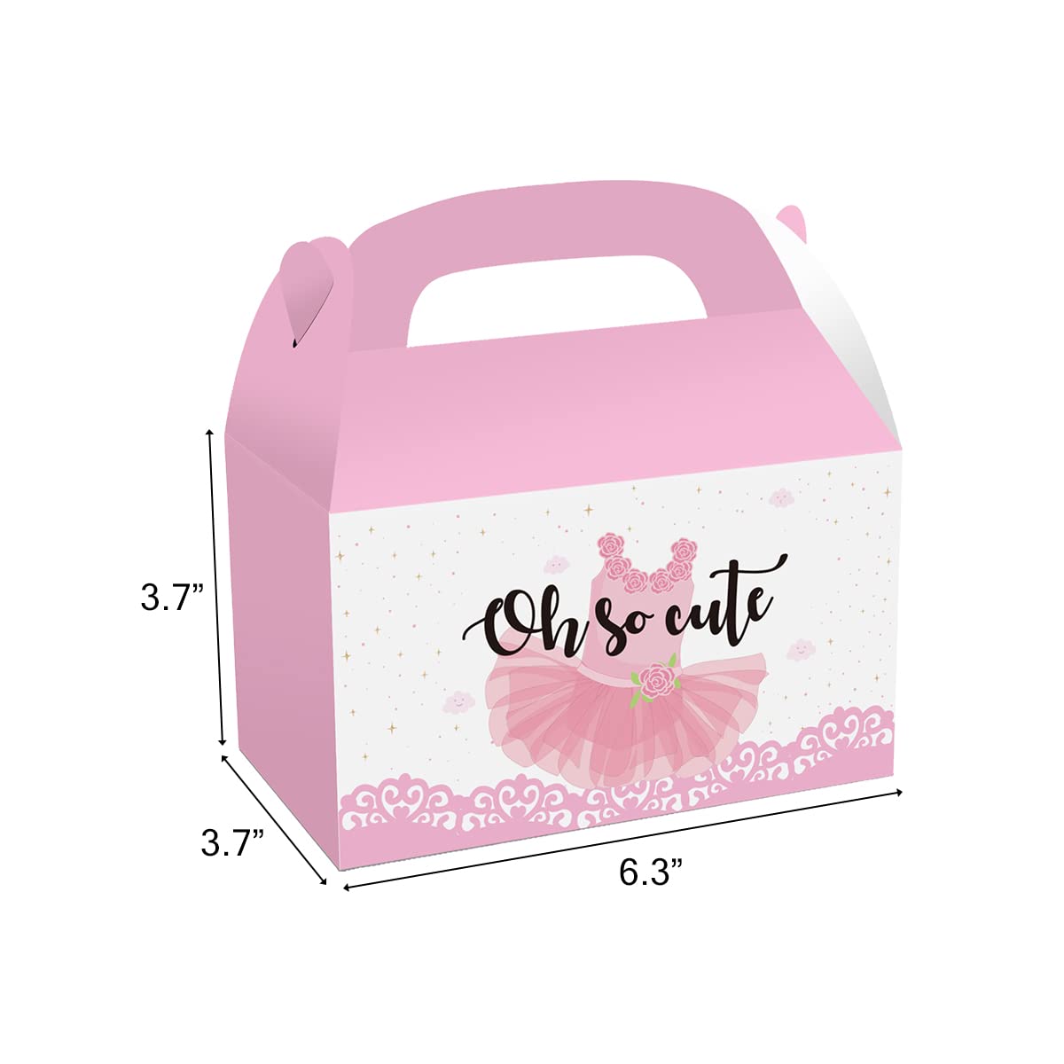 CIEOVO 24 Pack Ballerina Party Favor Treat Boxes - Pink Ballet Dance Themed Candy Gift Boxes for Girls Birthday, Baby Shower & Dance Recital | Recycled Eco-Friendly Party Decorations | Perfect for Ballet Class Rewards, Princess Theme Parties & Goodie Bags