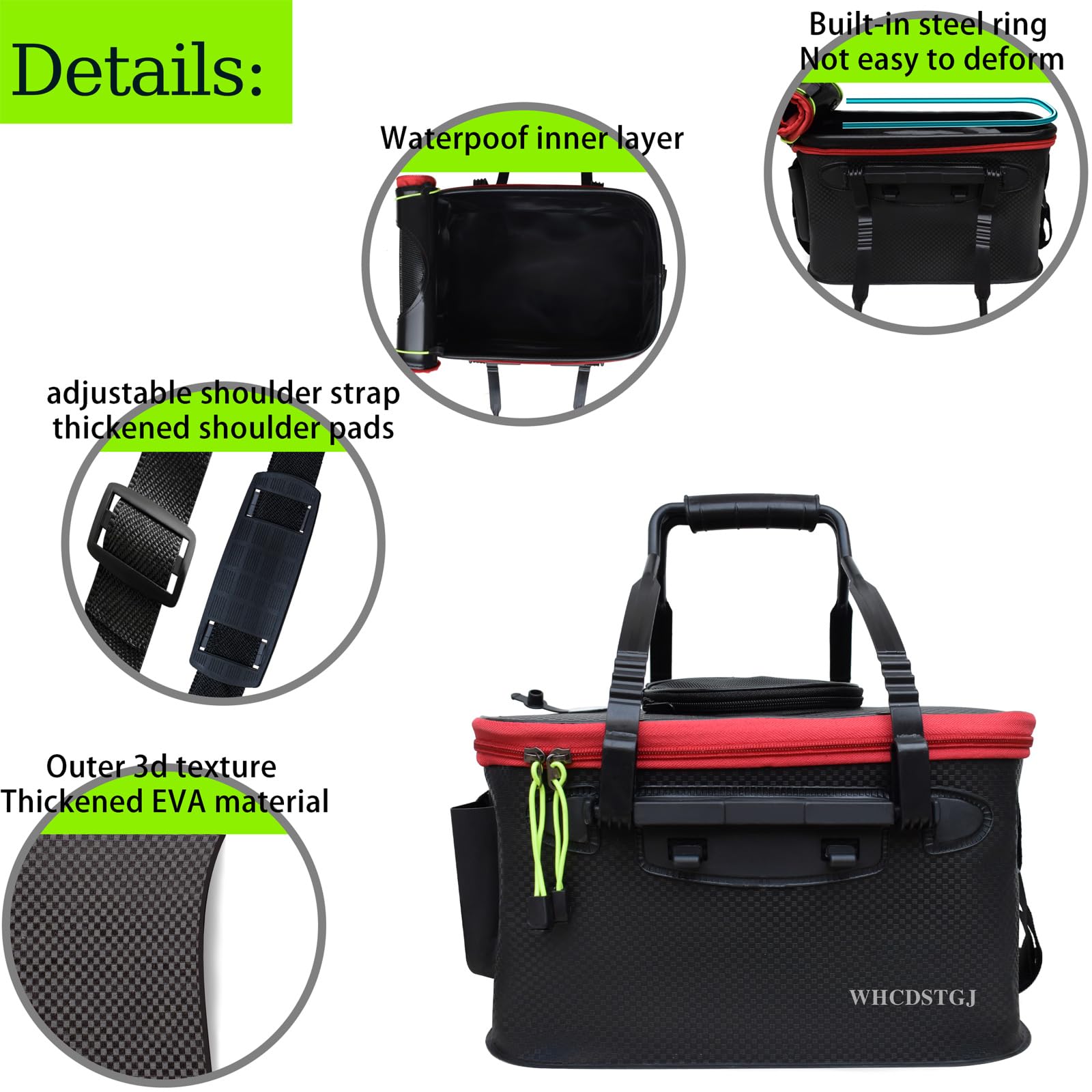 Foldable Fishing Bucket - 6 Gallon Portable EVA Fish Storage Container for Live Fish & Fresh Bait | Ideal for Kayak Fishing, Camping Trips & Outdoor Adventures