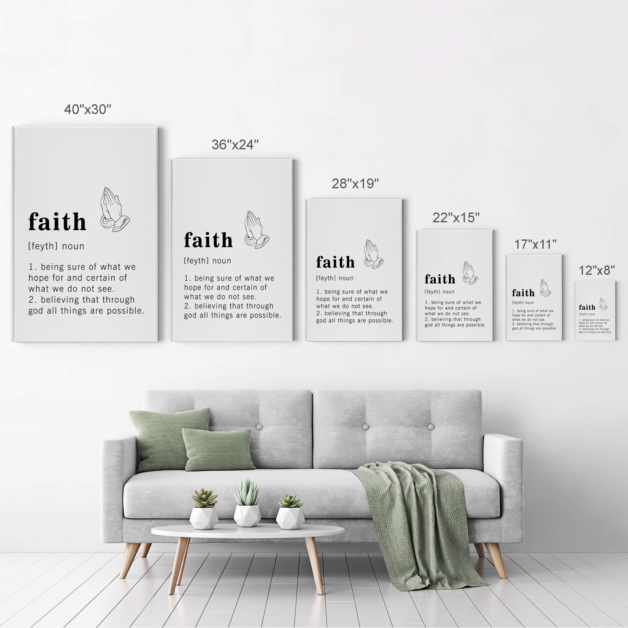 Funny Noun Dictionary Definition of Faith Canvas Print - Inspirational Quote Wall Art for Office, Living Room, Bedroom & Bathroom - Ready to Hang Home Decor (36x24 inches) - Made in USA | Perfect for Gifts, Housewarming & Motivational Spaces