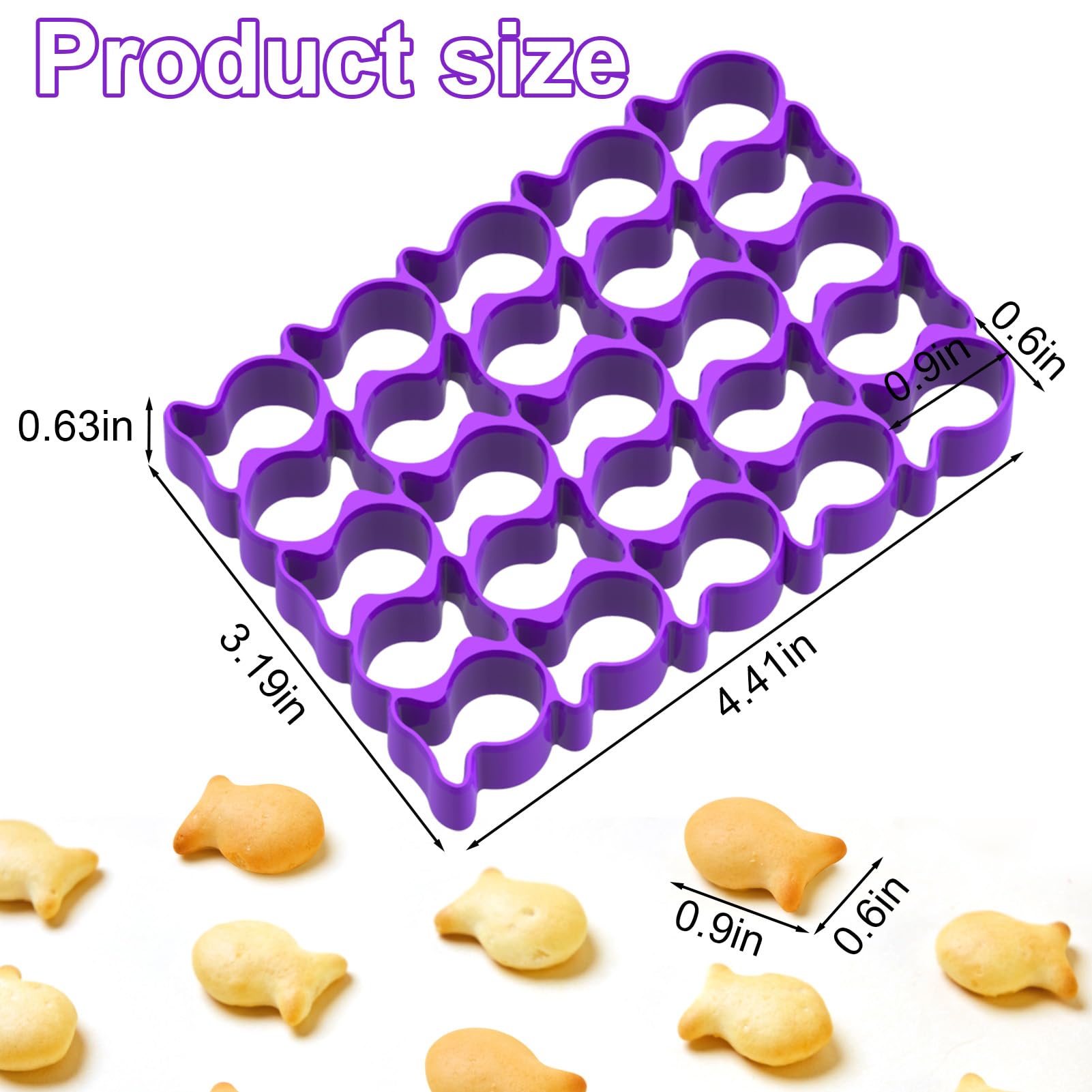 25 Cavity Gold Fish Cookie Cutter Set - Non-Stick Plastic Fish Shaped Dough Molds for Baking Cookies, Crackers & Pastries | Perfect for Kids' Snacks, Party Treats & Holiday Baking