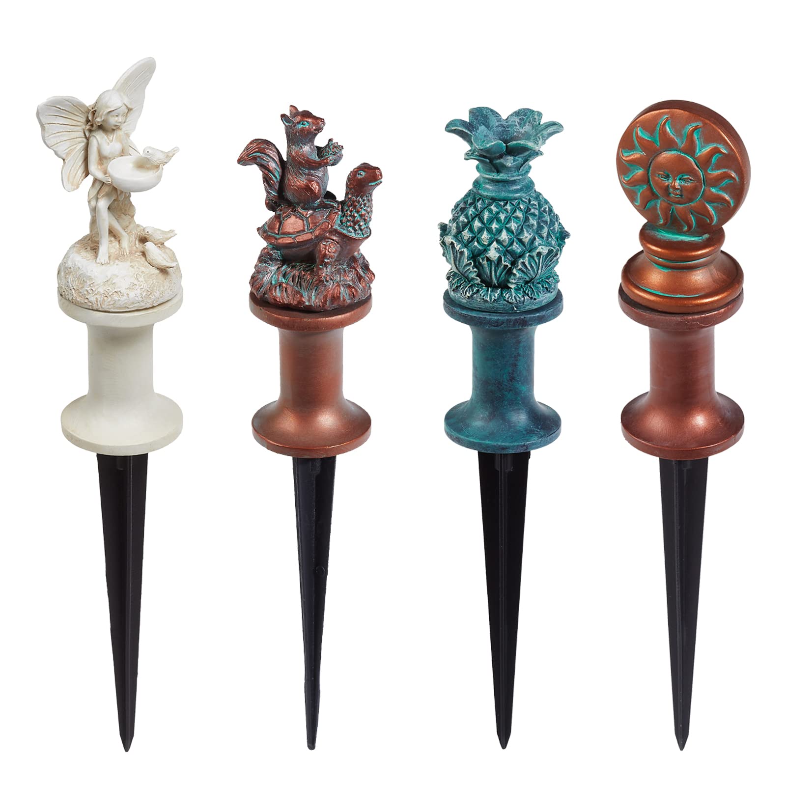 4PCS Antique Metal Garden Hose Guide Stakes - Rust-Free Lawn Hose Support Spikes for Yard, Garden & Plant Care - Perfect for Organizing Hoses & Protecting Plants