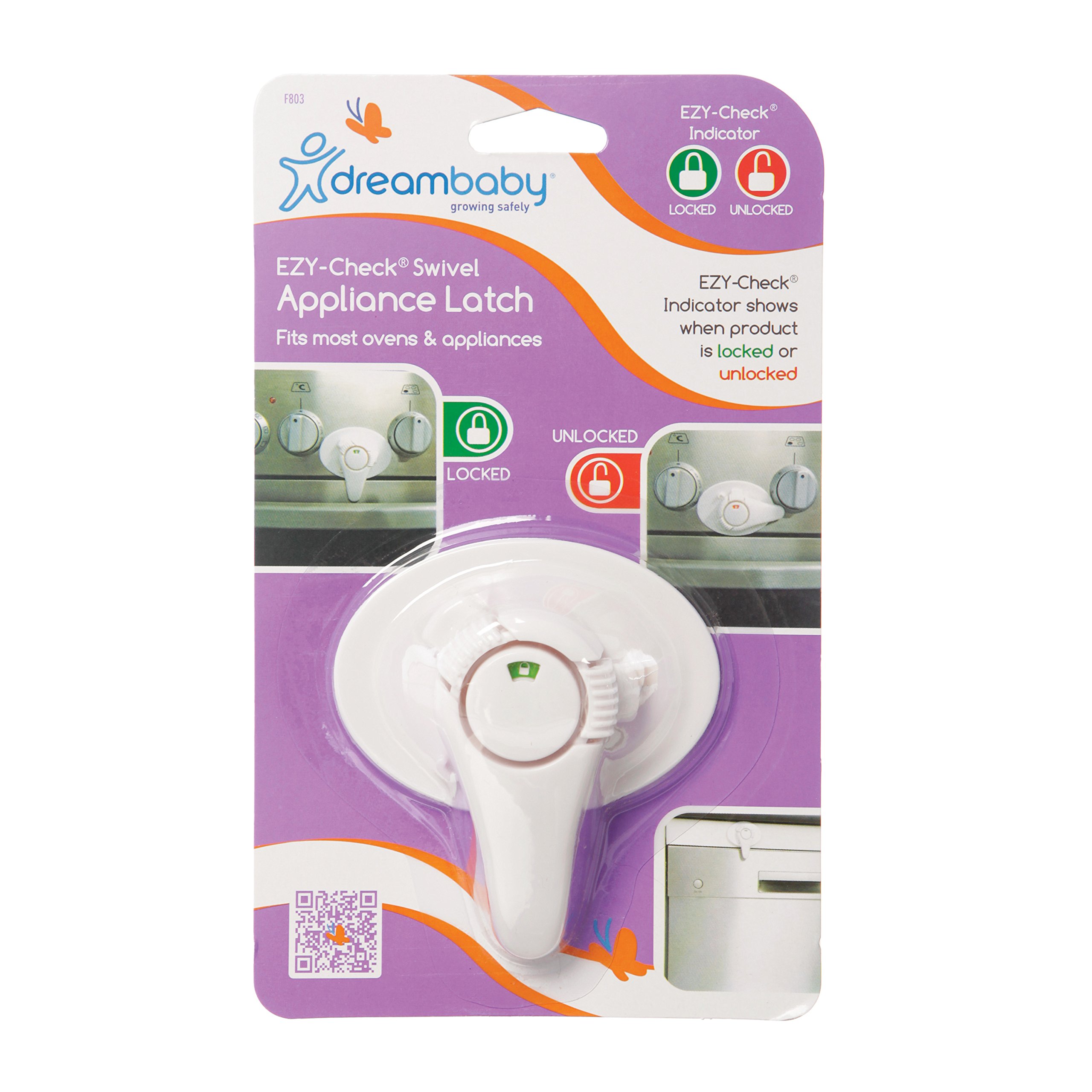 Dreambaby Swivel Oven and Appliance Lock with EZY-Check Indicator - 2 Pack Child Safety Locks for Kitchen Cabinets, Stoves, and Dishwashers - Perfect for Baby Proofing Your Home