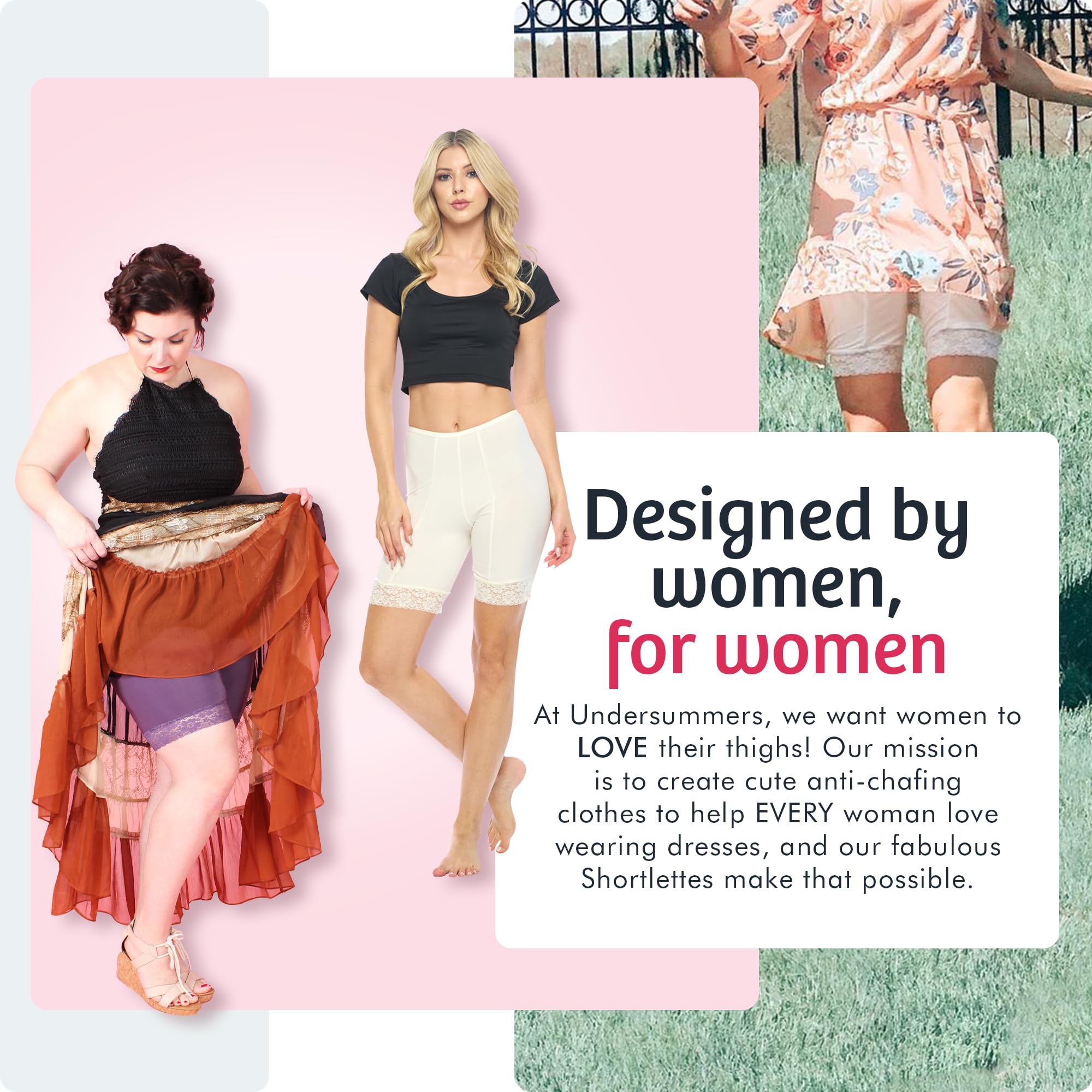Undersummers Fusion Slip Shorts for Women - 9” Inseam Anti-Chafing Thigh Shorts Under Dresses | Perfect for Summer, Work, Travel & Active Wear