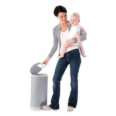 Premium Dekor Classic Diaper Pail in Grey - Odor-Containing Baby Diaper Disposal System for Nursery & Changing Stations - Ideal for Newborns & Toddlers