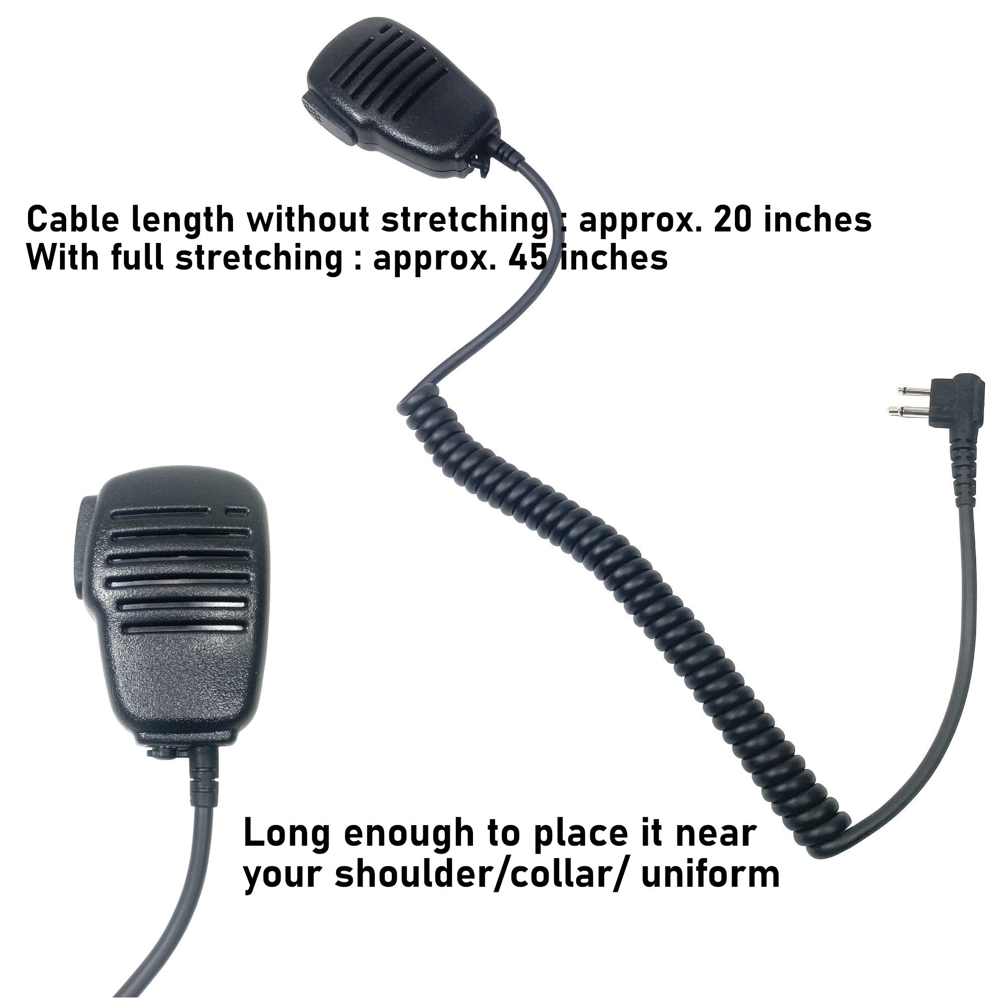 Motorola Two-Way Radio Shoulder Speaker Mic - Compatible with HRM16, R2, BPR40D, BPR40, CP100D, CP200D, CP200, CP185, CLS1410, CLS1110, DLR1060 - 2 Pin Hands-Free Microphone for Clear Communication - Ideal for Construction, Security, and Outdoor Activities