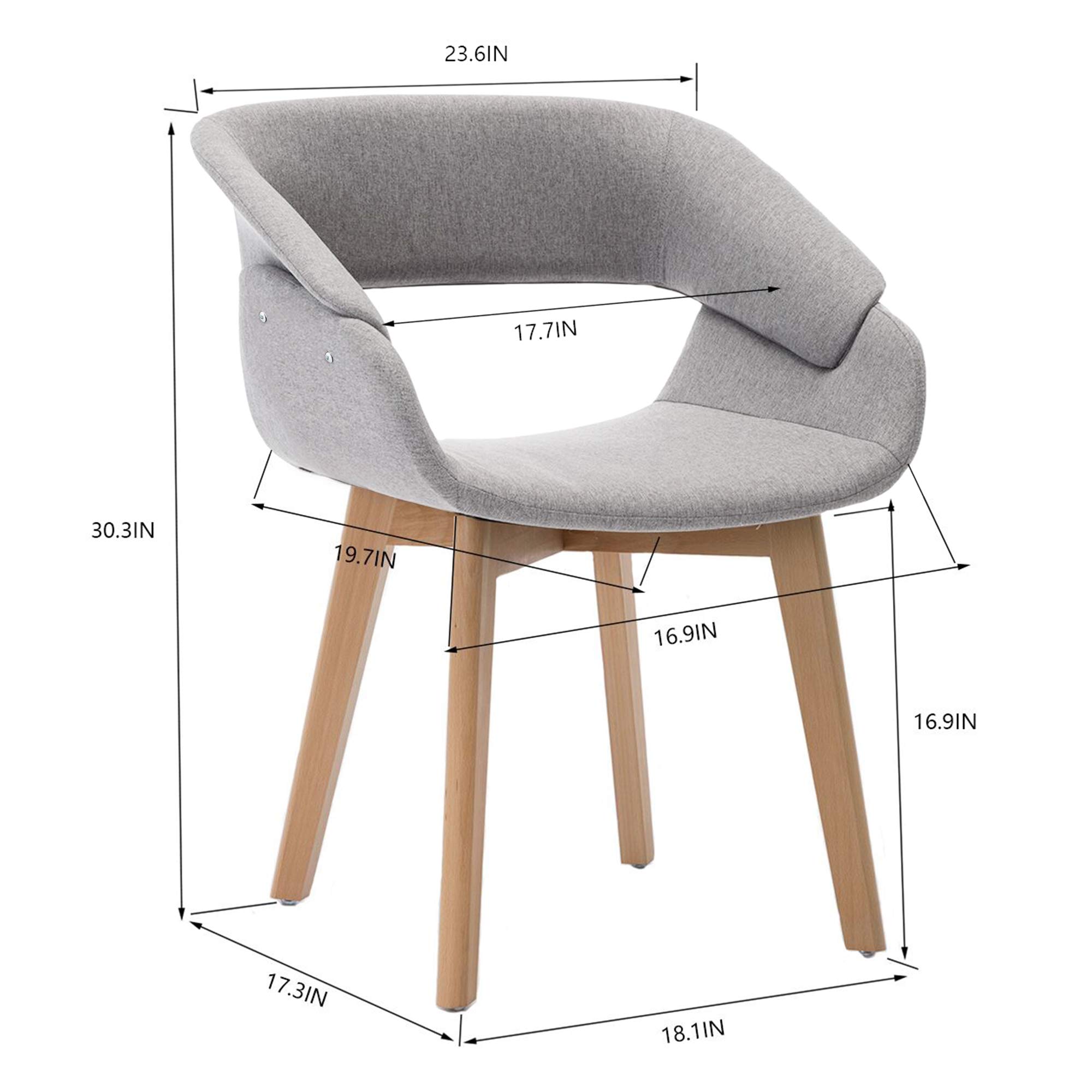 Ivinta Dining Chairs Set of 2 - Modern Upholstered Fabric Kitchen Chairs with Solid Wood Legs, Comfortable Accent Chairs for Living Room, Restaurant, Cafe & Home Decor (Gray) - Perfect for Dining Rooms, Breakfast Nooks & Small Spaces