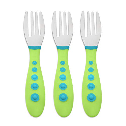NUK First Essentials Baby Forks Set - Soft Grip Toddler Utensils for Self Feeding - BPA-Free Kids Cutlery for Ages 6+ Months - Perfect for First Meals, Daycare & Travel