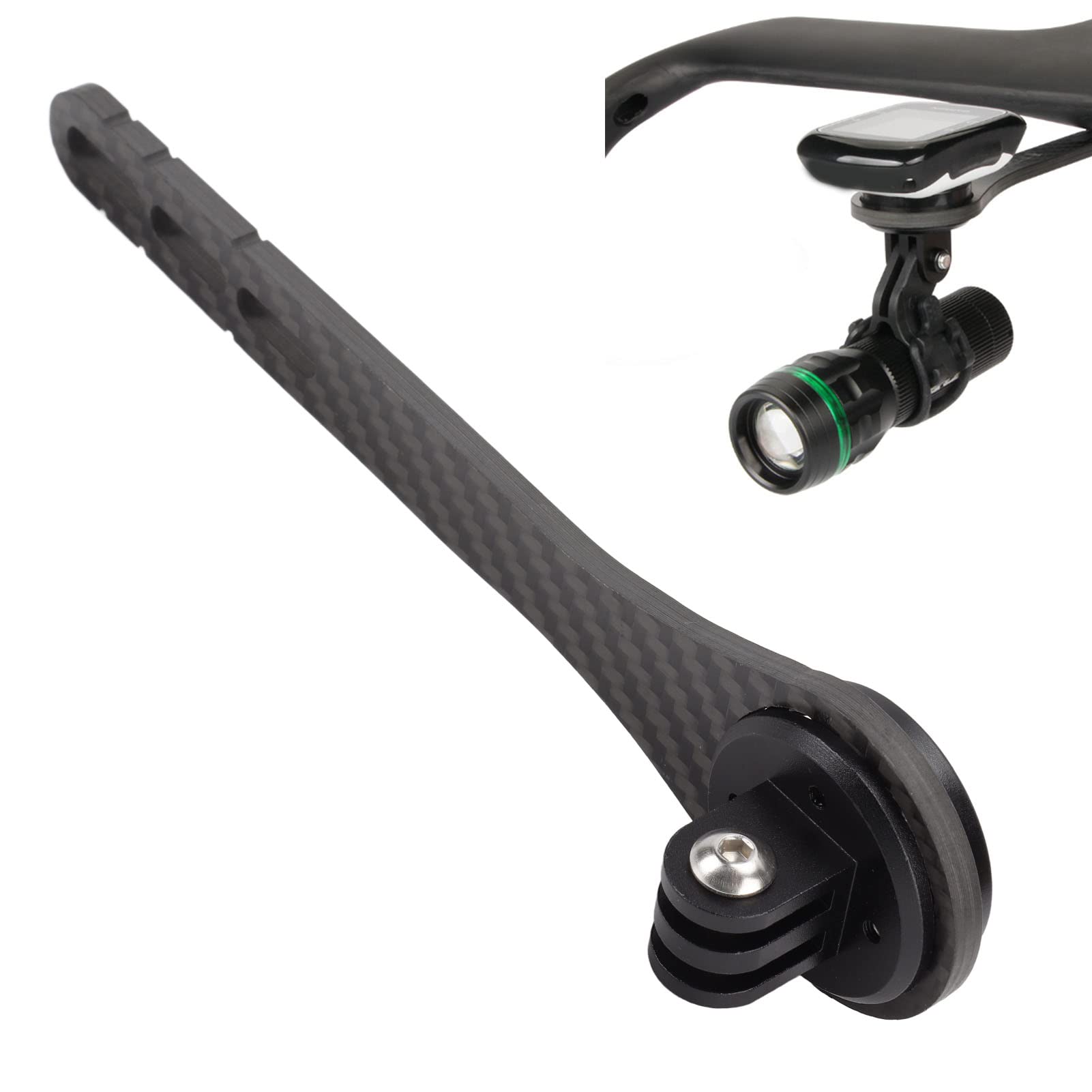 Carbon Fiber Bike Computer Mount - Extended Out Front Handlebar Mount for Garmin, Wahoo & Cycling GPS - Perfect for Road Bikes & Mountain Biking Adventures