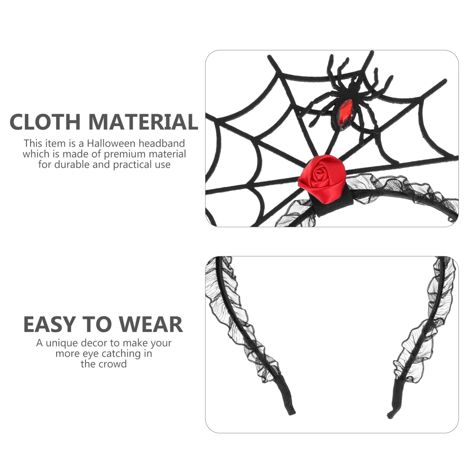 Minkissy 3PCS Halloween Spider Web Headbands - Gothic Cosplay Masquerade Hair Accessories for Halloween Party, Christmas Carnival & Festival Costume | Perfect for Spooky Themed Events, Cosplay & Costume Parties
