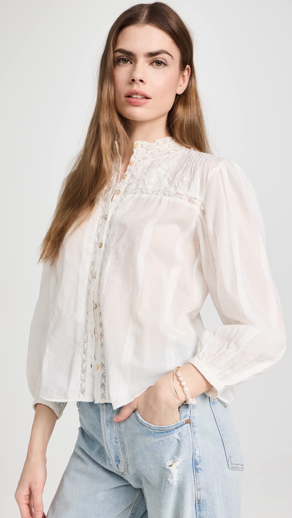 LOVESHACKFANCY Women's Ronda Top - Floral Print Blouse for Summer, Date Night & Vacation | Boho Chic Style Tops for Women