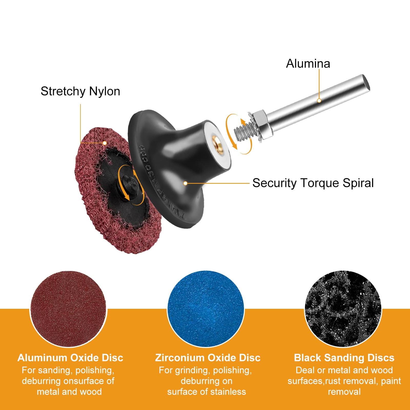 **SUNJOYCO 104-Piece 2-Inch Sanding Discs Set for Die Grinder – Surface Conditioning Discs with 2PCS 1/4