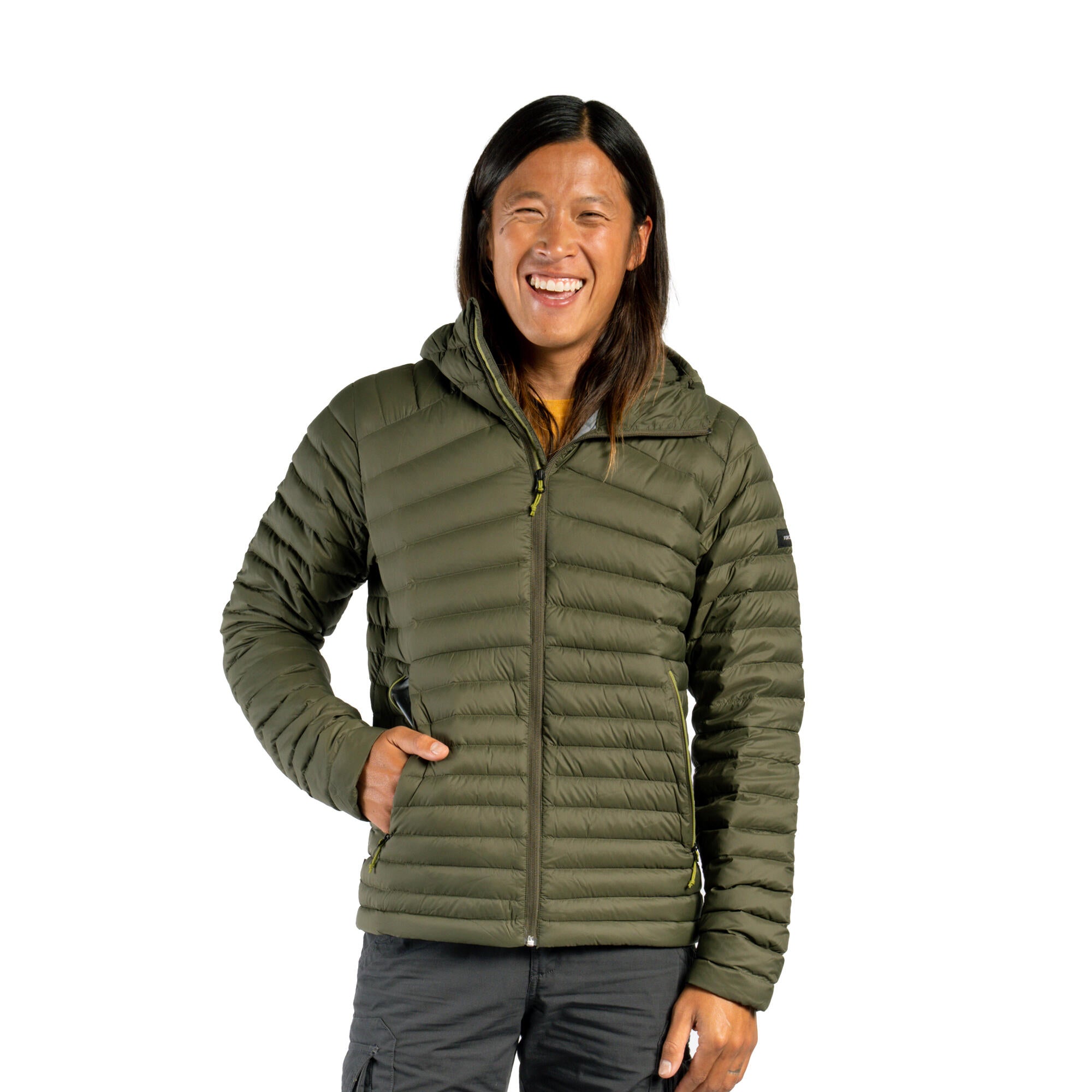 Forclaz Men's MT100 Hooded Down Puffer Jacket - Lightweight Winter Coat, Waterproof & Windproof, Warm Insulated Outdoor Jacket for Hiking, Skiing & Cold Weather Activities