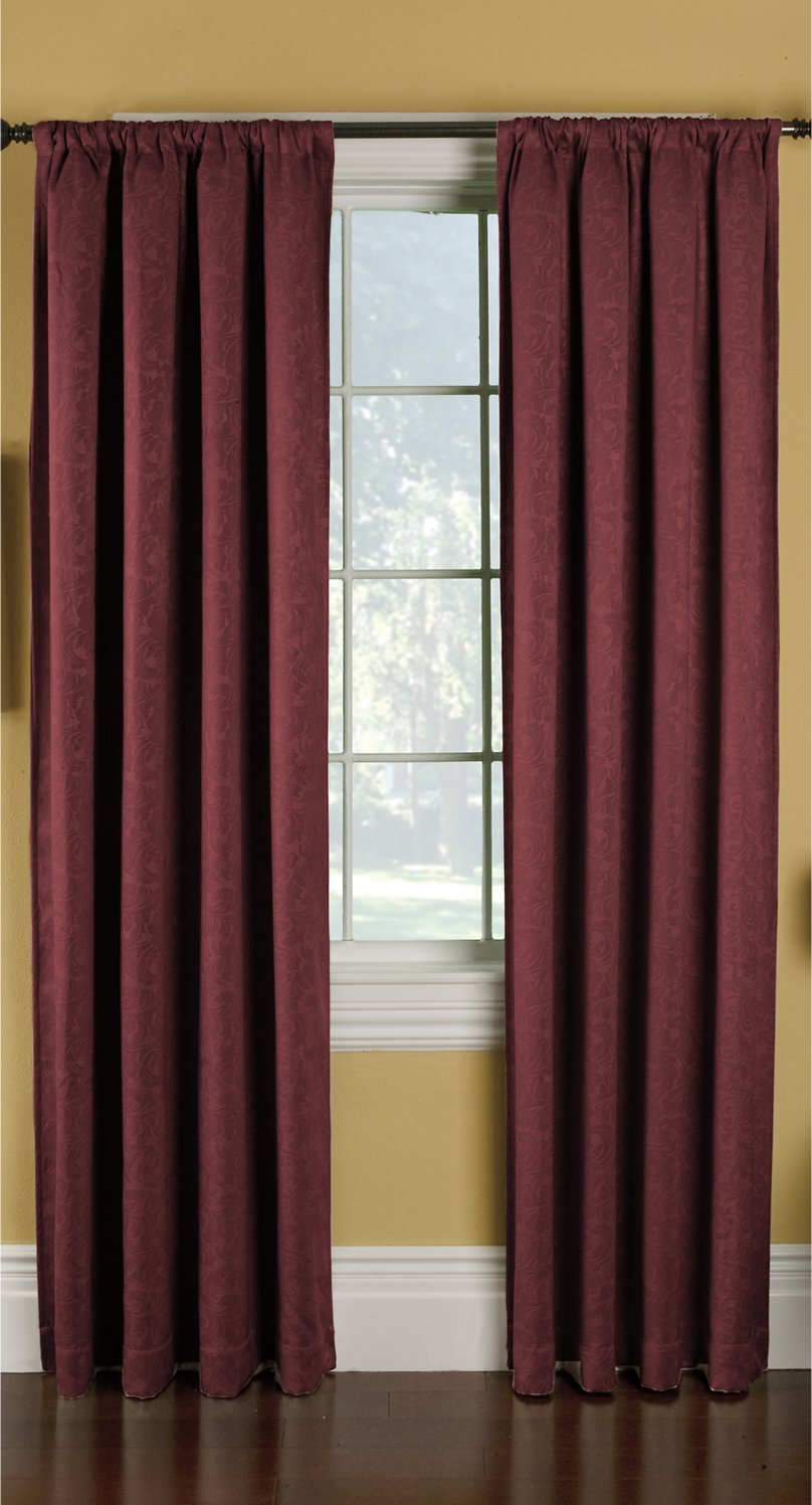 Thermatec Sonata Embossed Micro Suede Blackout Curtain Panel 52x63 Inches - Cabernet Red for Living Room & Bedroom Window Treatments
