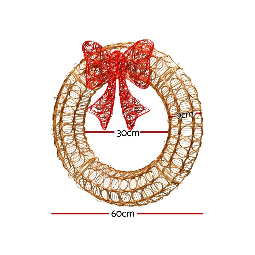 60cm Solar Christmas Wreath with 160 LED Lights - Outdoor Holiday Decor for Door, Window & Garden (Waterproof) | Perfect for Christmas, Winter & New Year Decorations