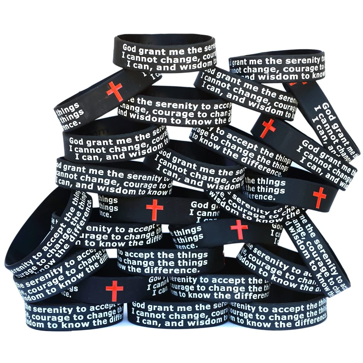 50 Serenity Prayer Bracelets - Inspirational Religious Bands for Meditation & Gifts