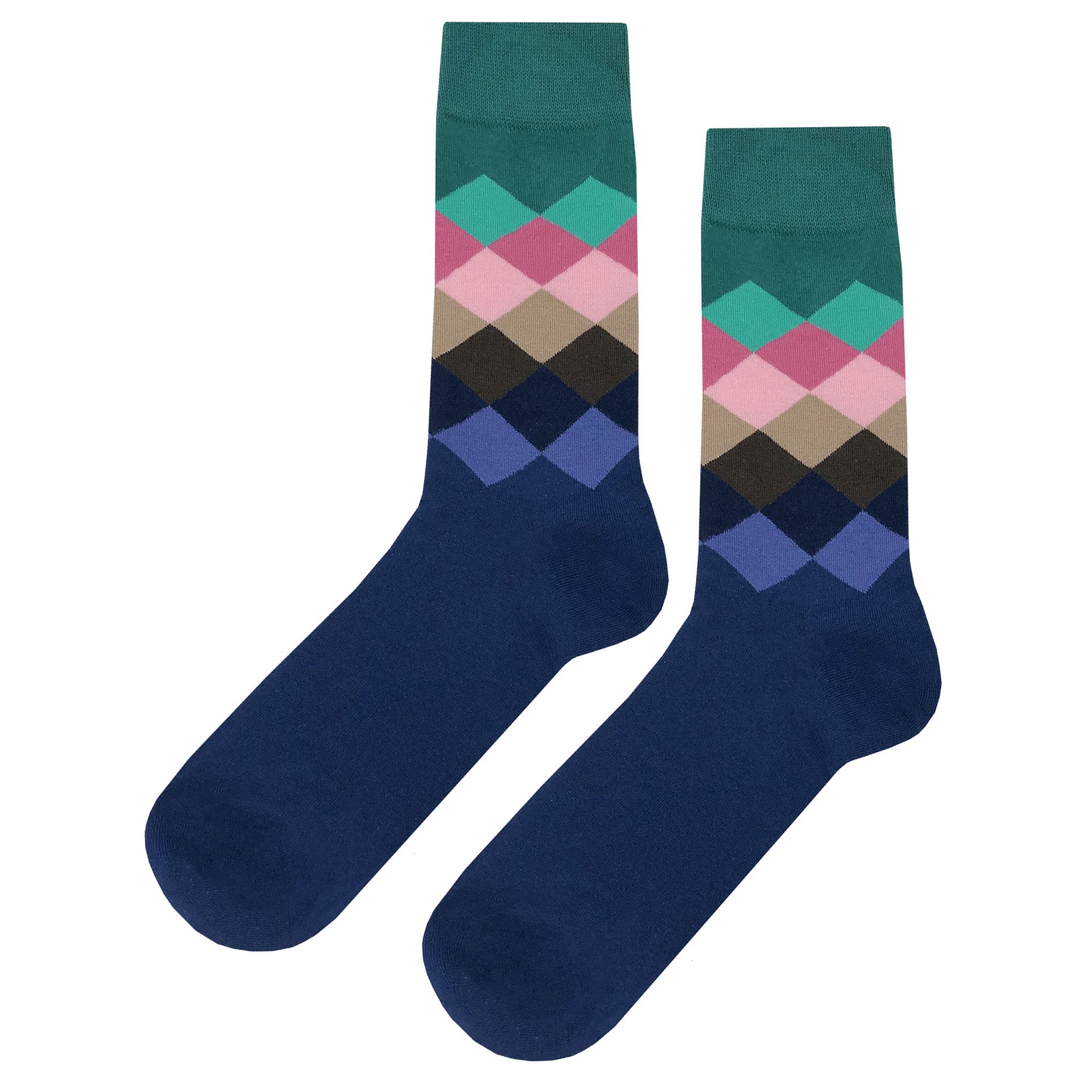 Funny Easter Diamond Dress Socks for Men - Novelty Crazy Fun Design, Size 8-12, Cotton Crew Socks, Colorful Funky Fancy Gift - Perfect for Easter Parties, Costume Events & Casual Wear