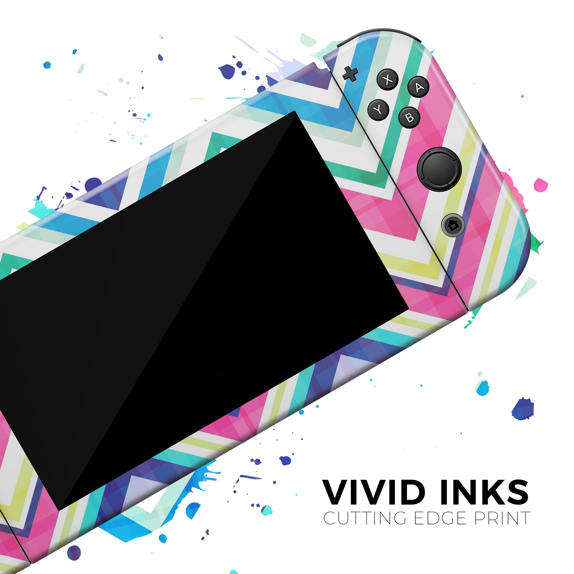 Nintendo Switch Pro Controller Skin - Scratch-Resistant Removable Vinyl Wrap Cover with Vibrant Pink & Blue Chevron Pattern - Perfect for Gaming Protection & Customization - Ideal for Nintendo Switch Pro Controller Owners & Gamers