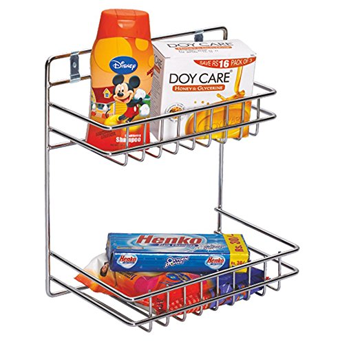 Stainless Steel Detergent Holder & Bin Organizer - Wall Mounted Bathroom Shelf for Under Sink Storage | Perfect for Laundry Room, Kitchen, Garage & Bathroom Organization (Chrome Finish)