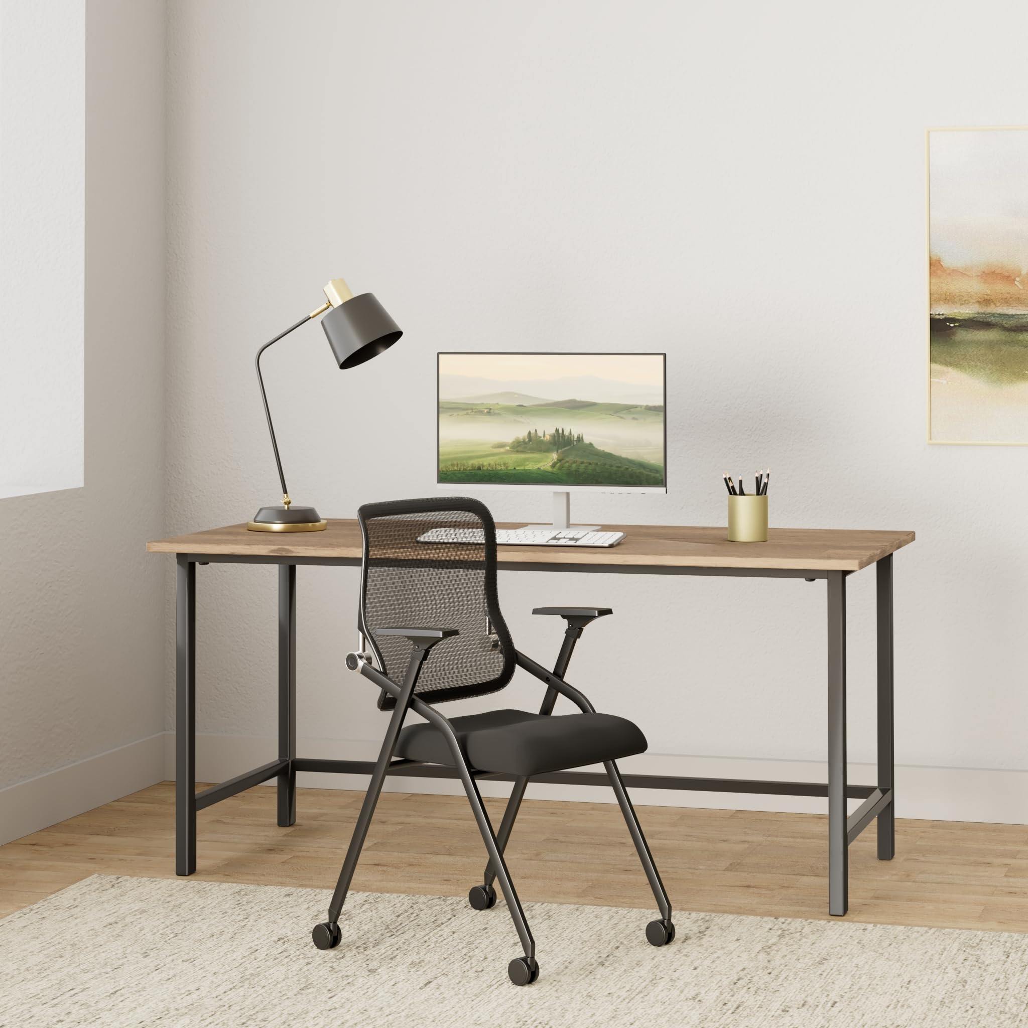 20 Pack Stackable & Foldable Conference Room Chairs with Lumbar Support & Armrests - Ergonomic Mesh Office Chairs for Meetings, Training, Reception & Events - Perfect for Conference Rooms, Home Offices & Event Spaces