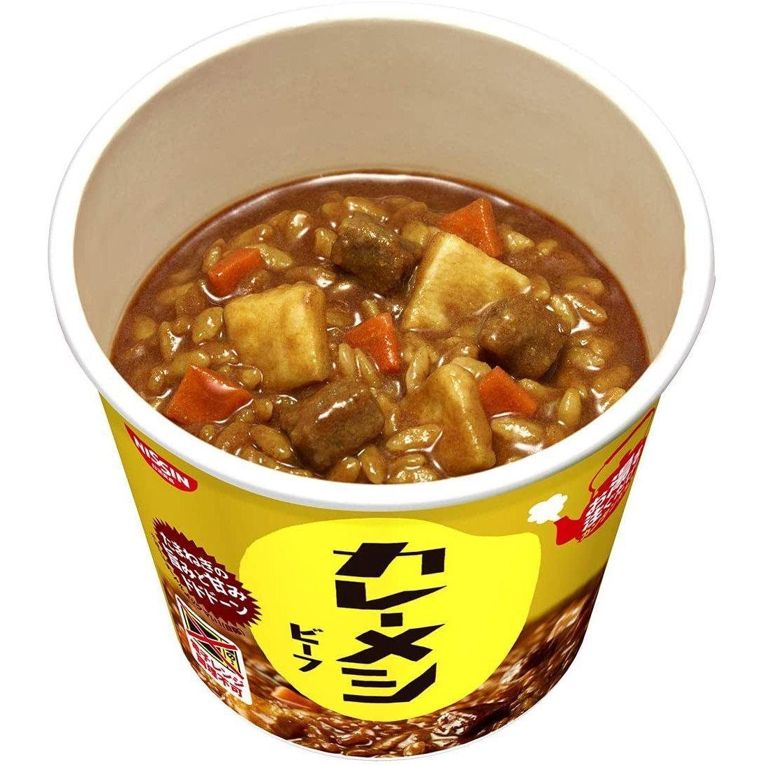 Nissin Curry Meshi Beef Instant Curry Rice Cup 107g - Quick & Delicious Japanese Beef Curry Meal for Office Lunch, Camping & Emergency Food
