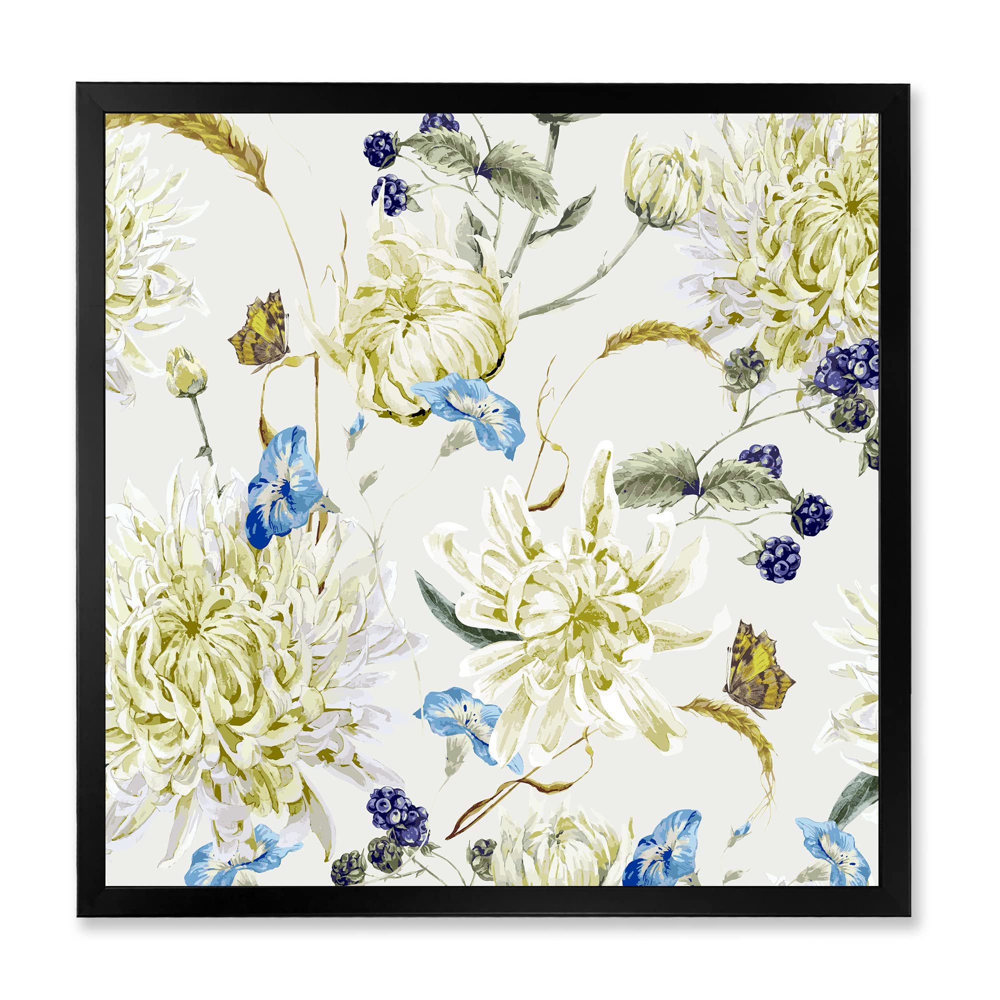 Vintage Yellow Chrysanthemum II Traditional Framed Wall Art - Floral Home Decor for Living Room, Bedroom & Office - Perfect Gift for Housewarming & Holidays
