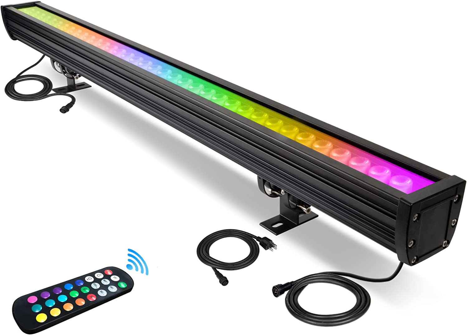 144W Linkable LED Wall Washer Light - RGBW 5000K Color Changing Landscape Lighting with RF Remote | 40