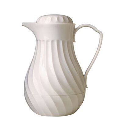 Vollrath 42 Oz Insulated Tilt & Pour Beverage Server - White | Hot & Cold Drink Dispenser for Coffee, Tea, and Party Serving