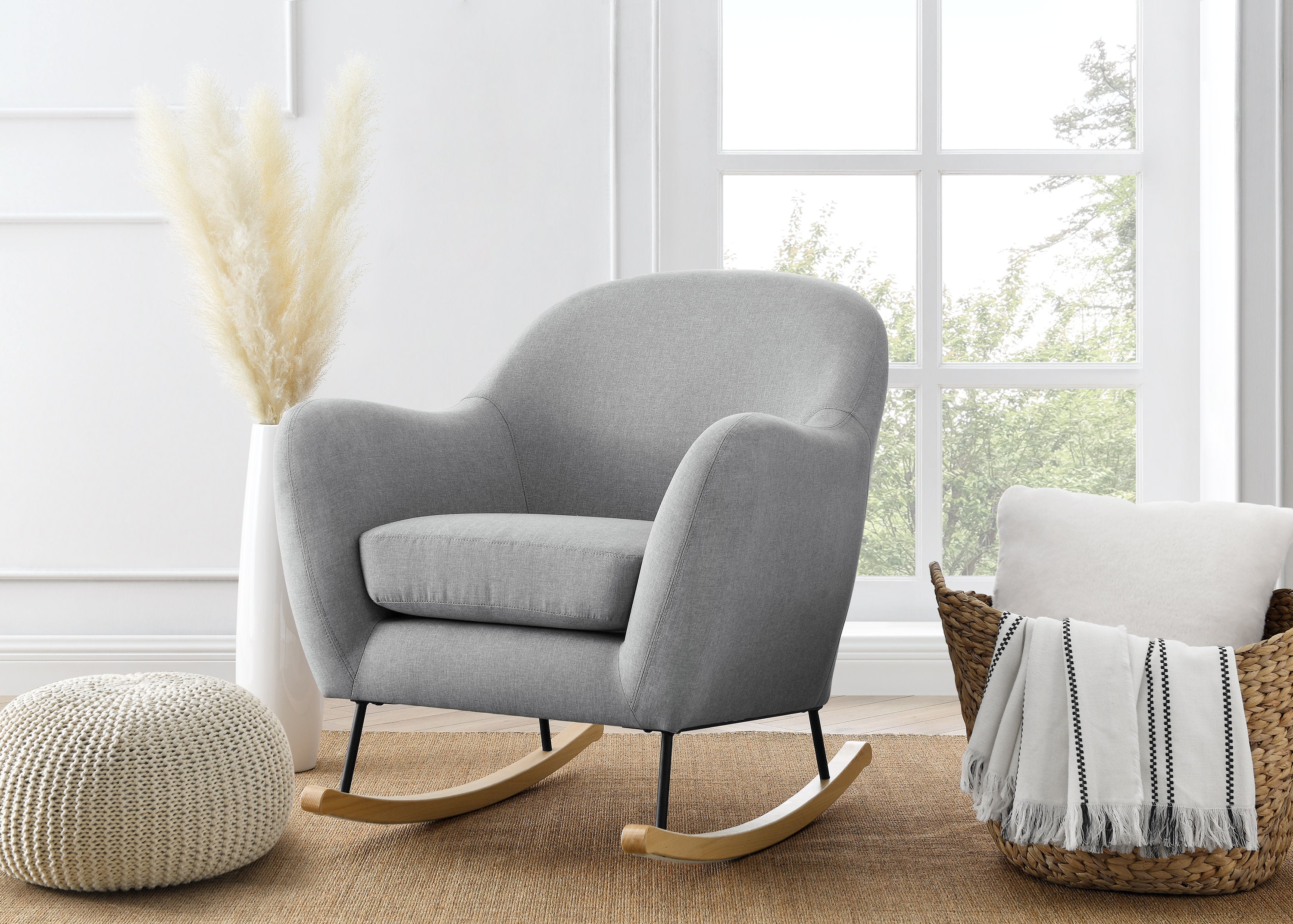 Premium Finch Rocking Chair - Solid Wood Nursery Rocker with Ergonomic Design - Perfect for Baby Nurseries, Living Rooms & Outdoor Porches