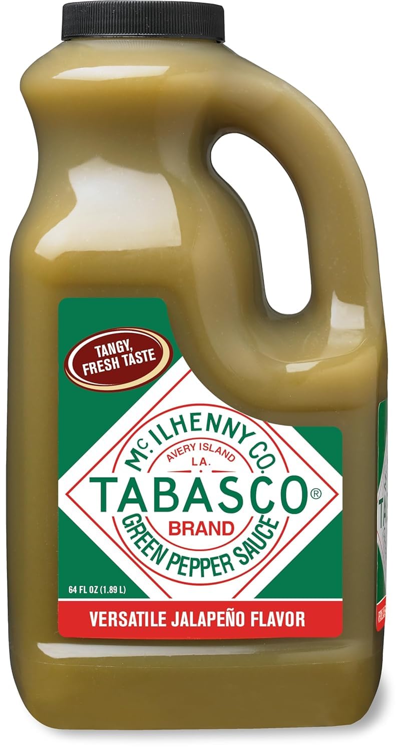 TABASCO Green Jalapeno Pepper Sauce - Mild Hot Sauce in Bulk 64oz Plastic Jug | Perfect for Tacos, Nachos, Burritos & Mexican Recipes | Great for Catering, Restaurants & Large Batch Cooking