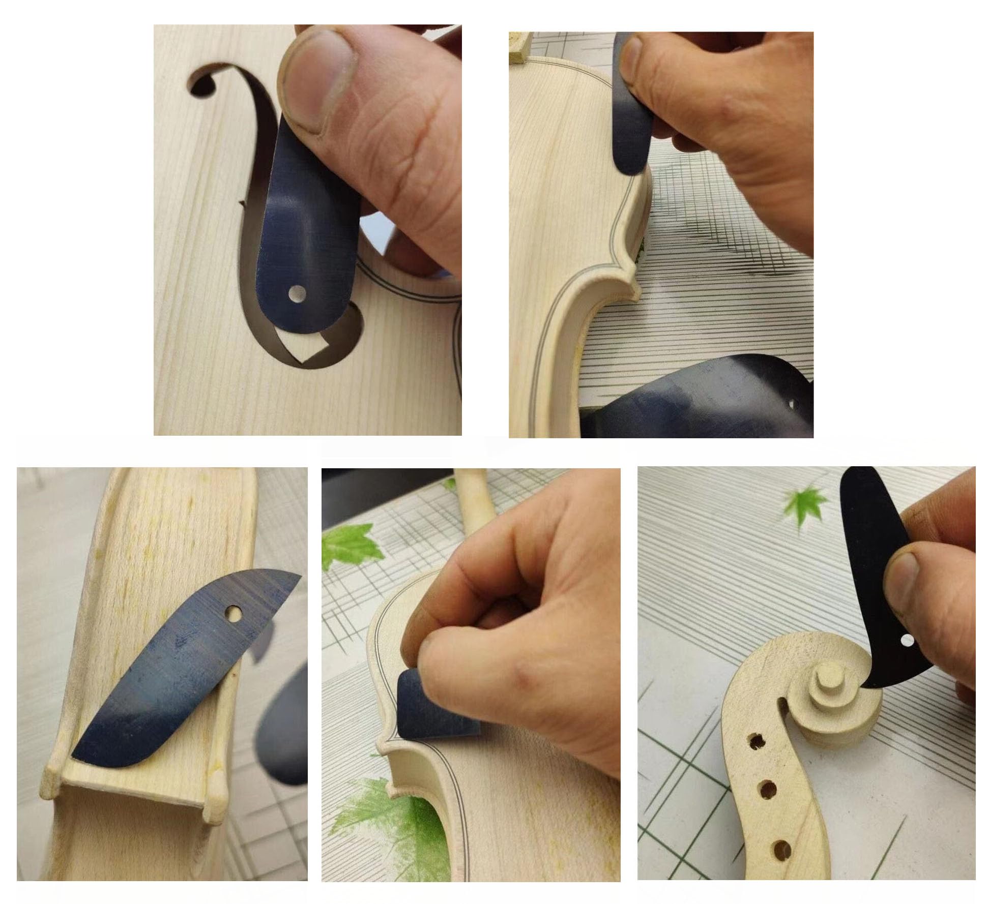 14-Piece Steel Violin Scraper Set - Professional Violin Fingerboard Scrapers & Luthier Tools for Woodworking Projects - Perfect for Violin Making, Repair, and DIY Instrument Crafting