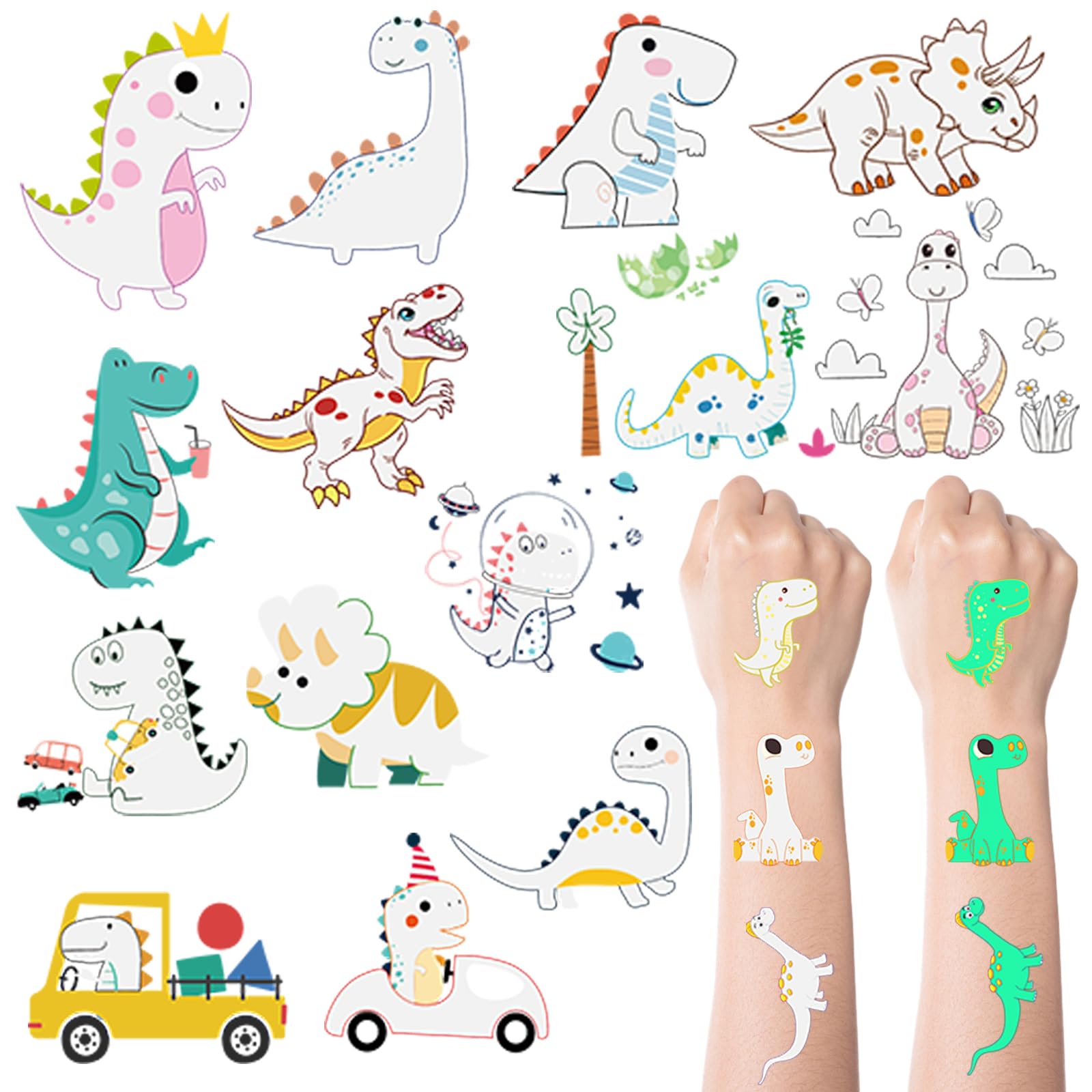 Glow in the Dark Dinosaur Temporary Tattoos for Kids - 40 Sheets (280 PCS) Waterproof Sea Animal Tattoo Stickers - Perfect for Birthday Party Favors, Goodie Bag Stuffers & Dinosaur Theme Gifts | Fun for Pool Parties, Summer Camps & Costume Events