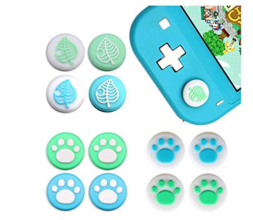 4 Pack Silicone Thumb Grips Cover for Nintendo Switch & Switch Lite Joy-Con Controllers - Non-Slip Joystick Caps (Green Blue Paw Design) - Perfect for Gaming Comfort and Enhanced Grip During Long Play Sessions
