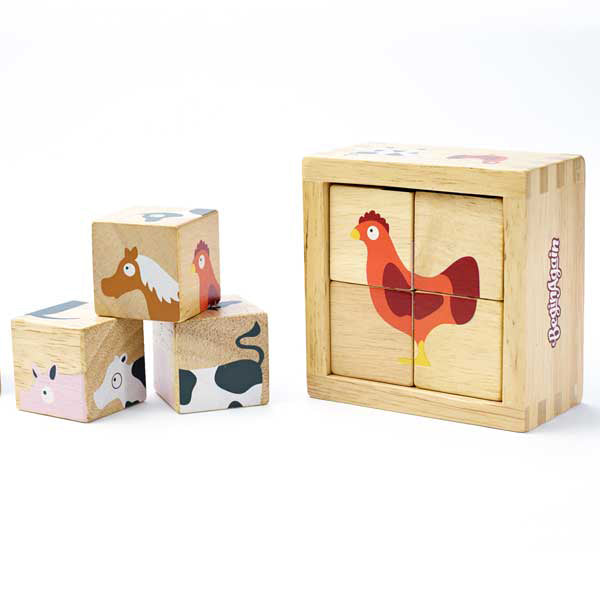 BeginAgain Buddy Blocks Farm Animals - Wooden Stacking Toy for Toddlers, Educational Farm Animal Puzzle for Kids, Perfect for Preschool Learning & Playtime Fun