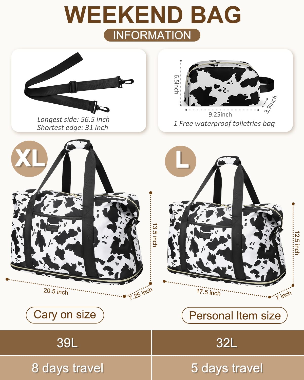 Expandable Travel Duffle Bag - Waterproof Weekender Overnight Bag for Women & Men - Perfect for Hospital, Labor Delivery, Gym & Weekend Getaways with Included Toiletry Pouch