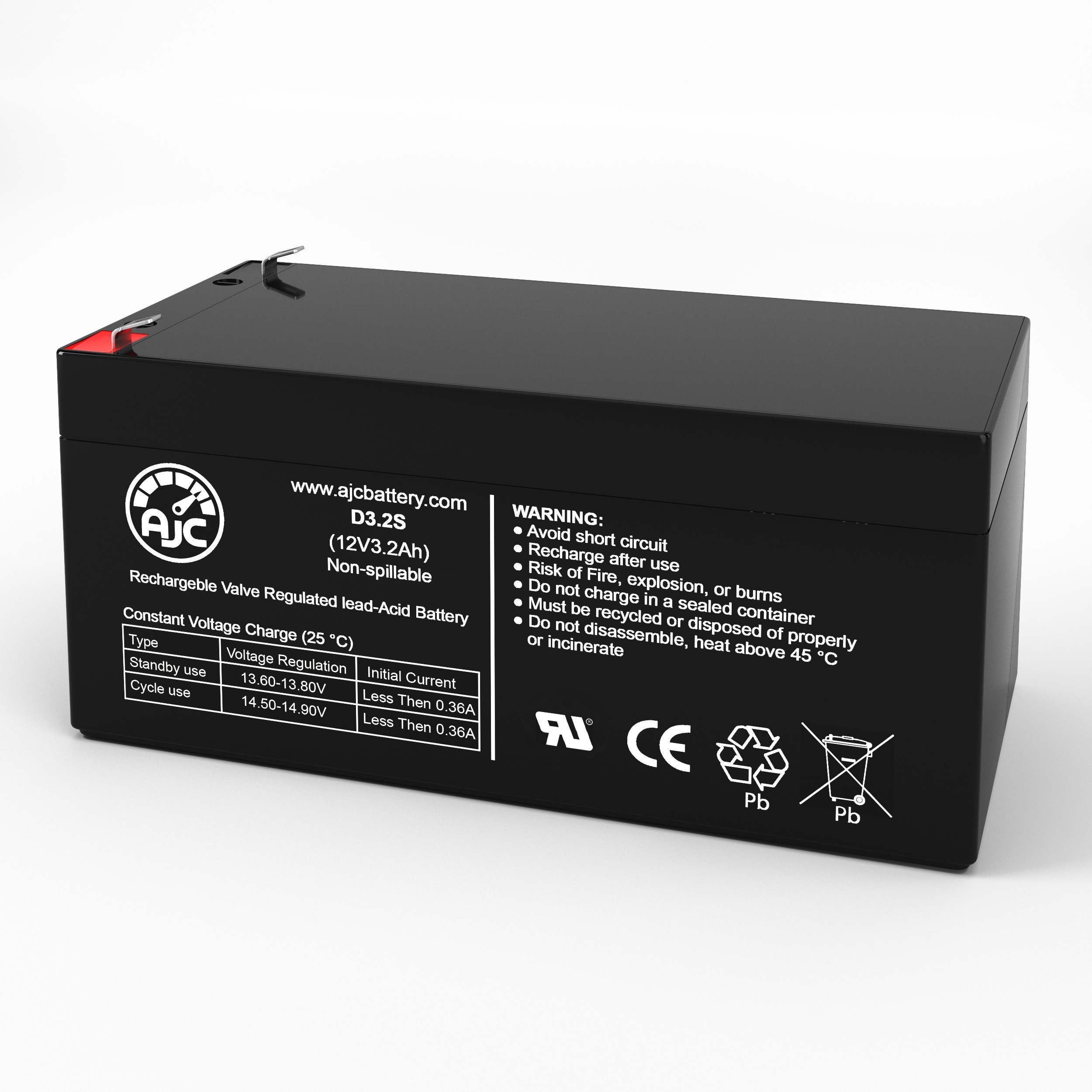 AJC 12V 3.2Ah Rechargeable Battery Compatible with ADI 804405 - Replacement Alarm System Battery for Home Security & Emergency Backup Power