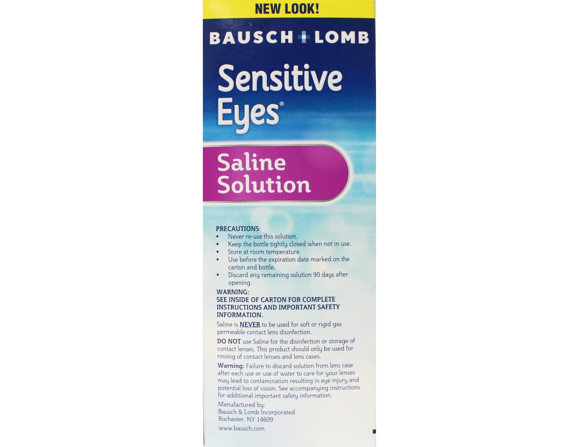 Bausch & Lomb Sensitive Eyes Saline Solution - 12 Oz (Pack of 6) | Gentle Contact Lens Rinse & Storage | For Dry, Irritated Eyes | Packaging May Vary