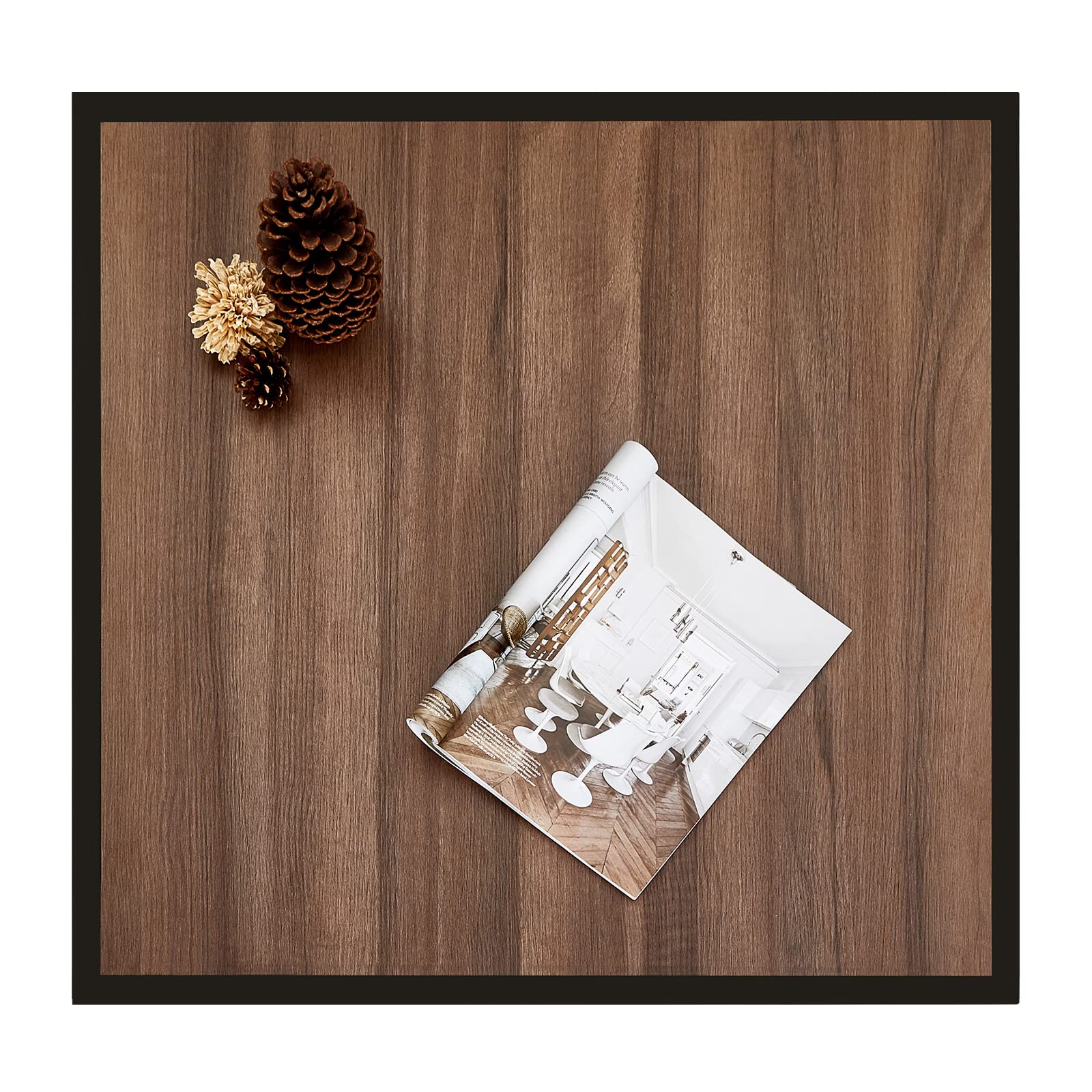 Rustic Walnut Farmhouse Coffee Table - Mid Century Modern Square Low Coffee Table for Small Spaces, Living Room & Home Office - Boho Style Center Table for Cozy Home Decor