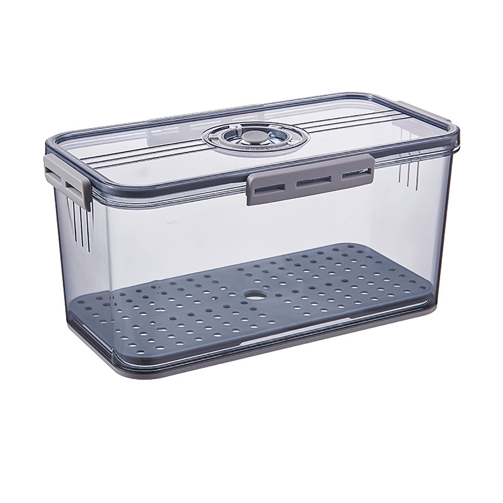 Fresh Produce Storage Containers with Time Tracker - Airtight Fridge Organizers for Vegetables & Fruits - Kitchen Storage Bins (Grey, One Size) - Perfect for Meal Prep & Grocery Organization