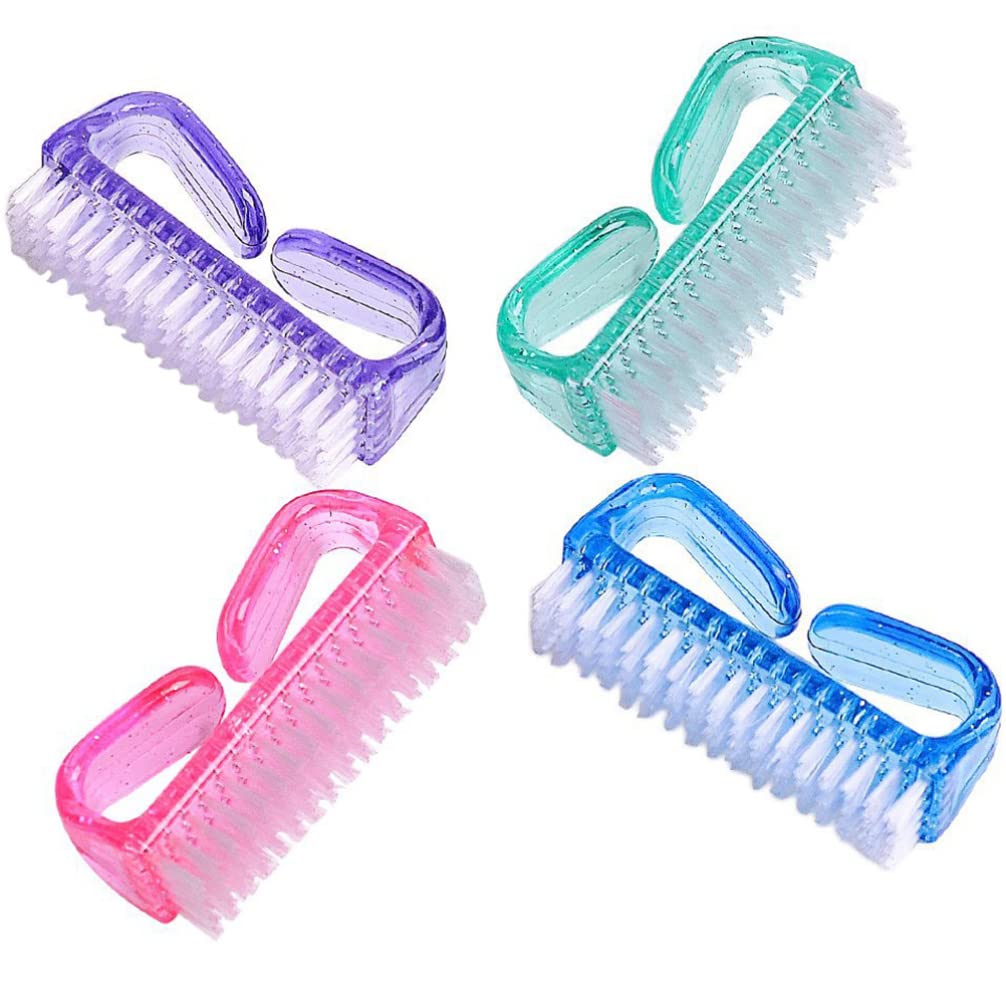 Lurrose Nail Cleaning Brush Set - 4 Pack with Ergonomic Handle for Hands & Feet - Durable Plastic Scrub Brush for Fingernails & Toenails - Perfect for Salon, Home Manicure & Pedicure Care