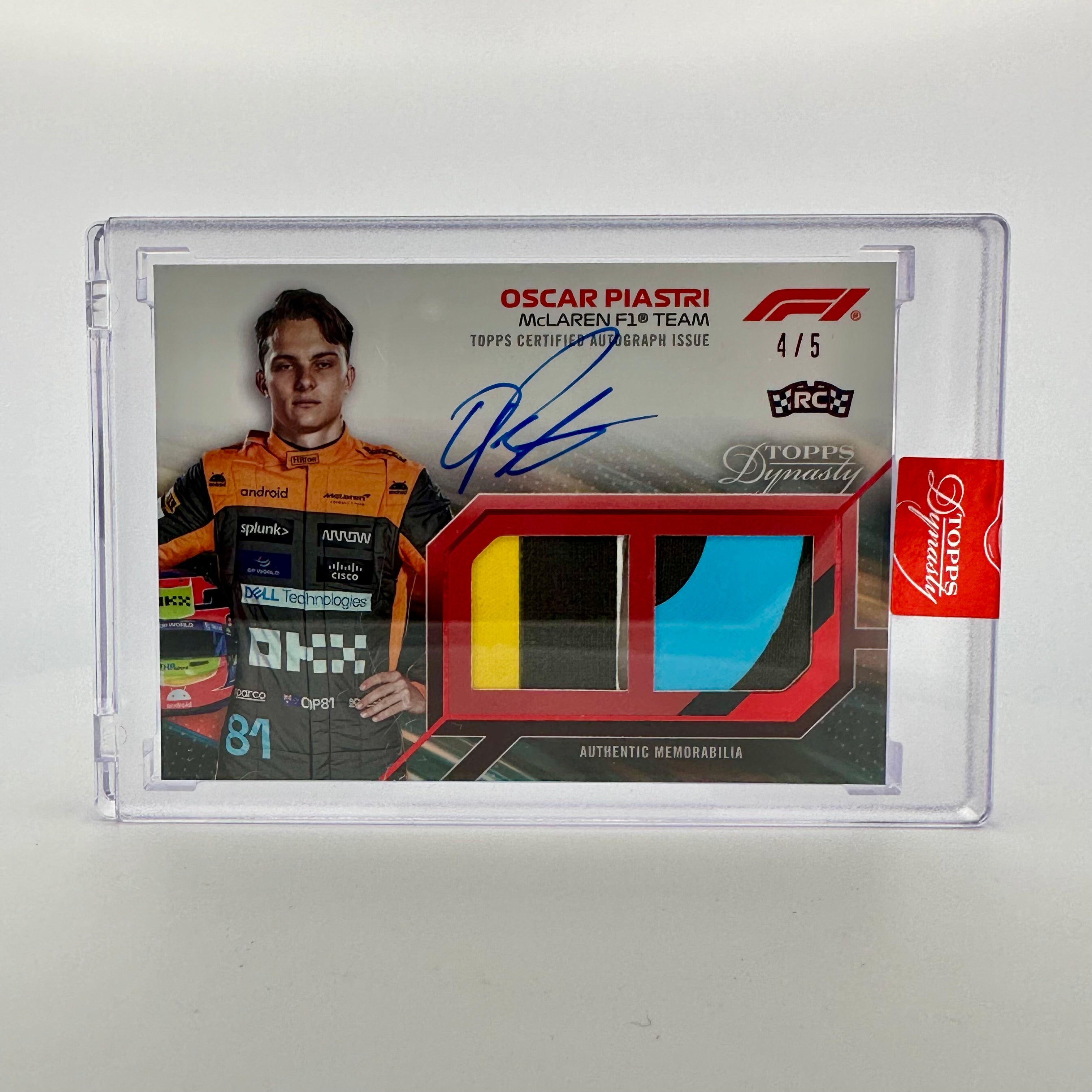 2023 Topps Dynasty Dual Relic Rookie Card - Oscar Piastri #SDDRA OP (4/5 Red) | Collectible Racing Memorabilia for F1 Fans & Sports Card Enthusiasts