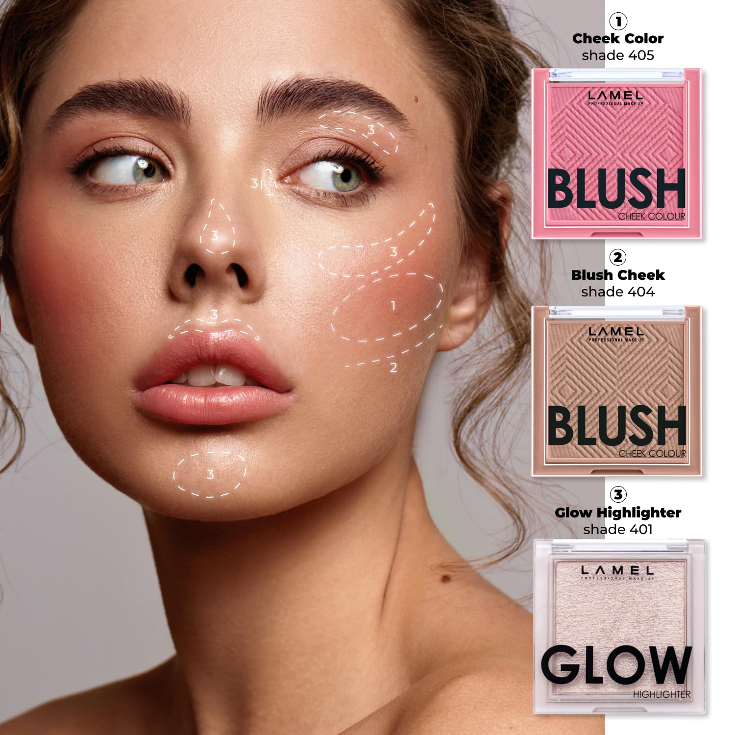 Glow Highlighter & Contour Palette - Deep Vibrant Colors, Natural Shimmer - Vegan, Cruelty-Free Makeup - Compact Travel-Friendly Size (0.13 oz) - Perfect for Face Highlighting, Cheekbone Contouring & Night Out Makeup - Shade 401 Luna