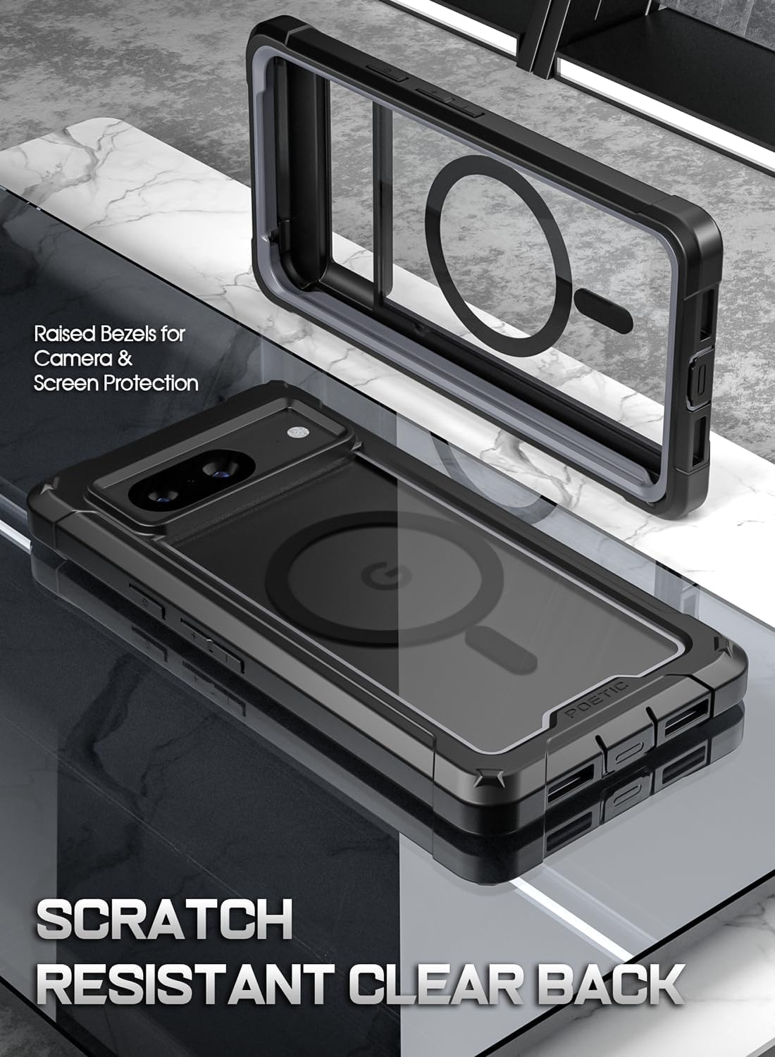 Shockproof MagSafe Compatible Hybrid Case with Built-in Screen Protector - Black Clear for iPhone 14/13/12 Pro Max | Slim Protective Cover for Everyday Use, Travel & Outdoor Activities