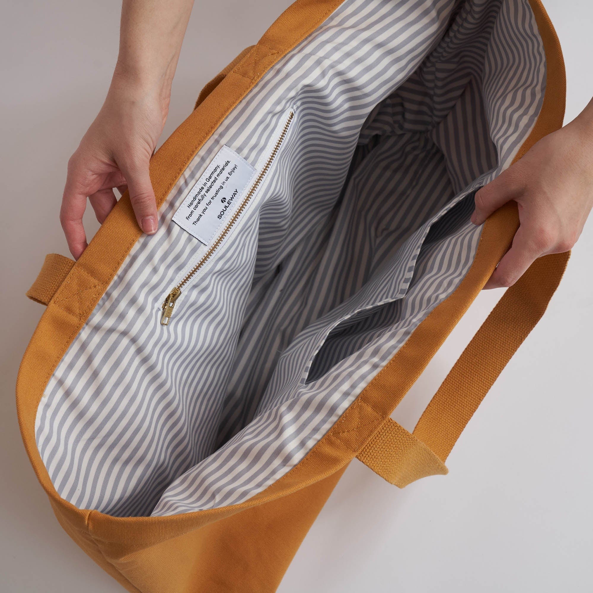 Organic Cotton Canvas Tote Bag - Eco-Friendly Reusable Shopping Bag in Mustard Yellow | Perfect for Groceries, Beach Trips & Everyday Use