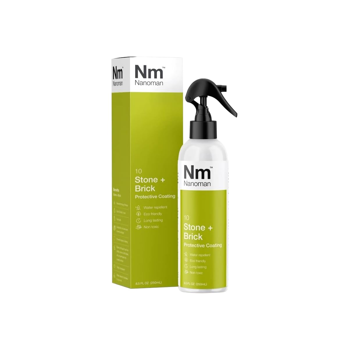 NANOMAN Stone and Brick Sealer 8.4 fl oz – Waterproof Marble, Granite, Quartz, Concrete & Grout Protector | Long-Lasting Sealer & Cleaner Spray for Countertops, Floors & Outdoor Surfaces | Ideal for Kitchens, Bathrooms & Patios